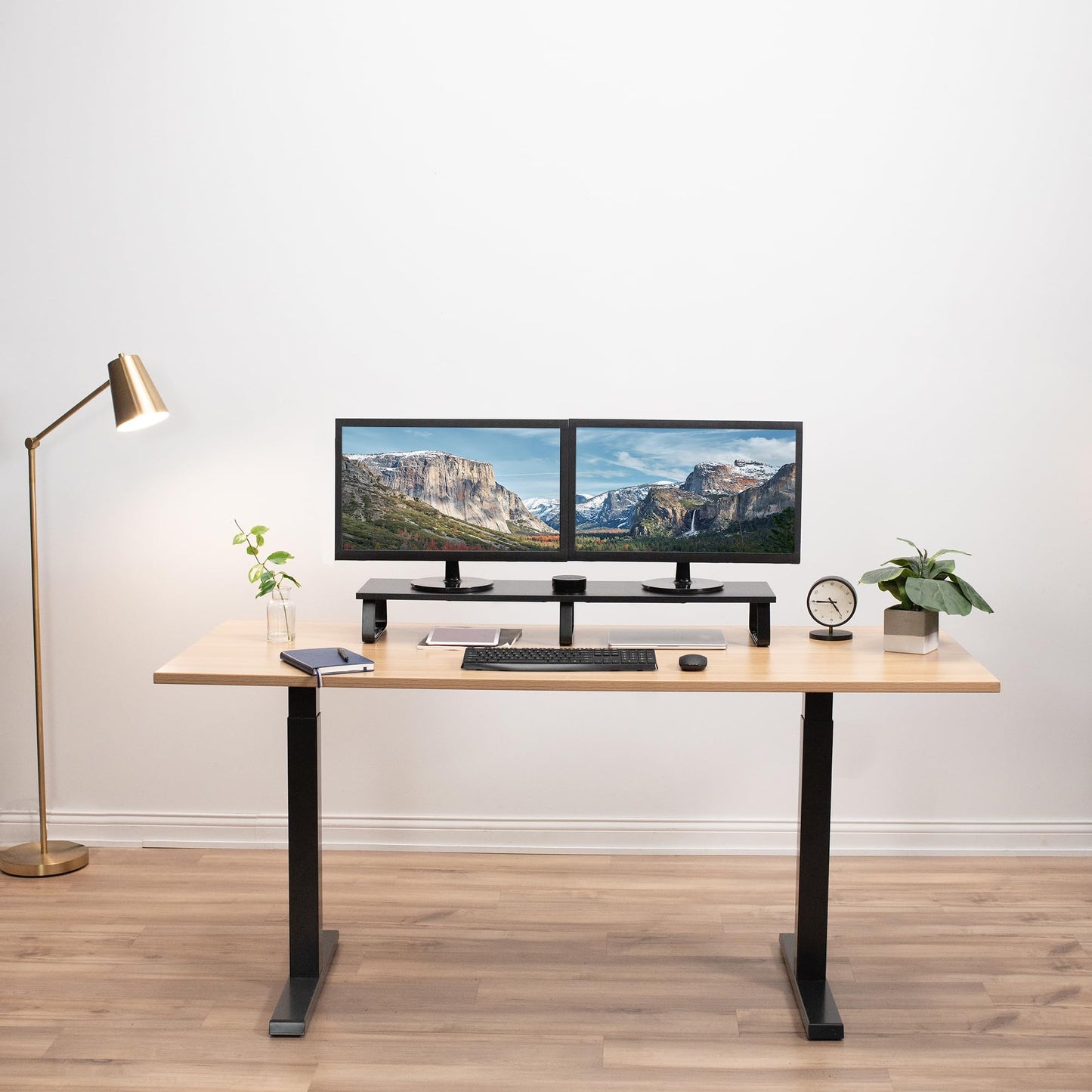 VIVO Black 39 inch Extra Long Monitor Riser - Wood & Steel Desktop Stand, Dual Screen, TV, Keyboard, Laptop, Ergonomic Desk and Tabletop Organizer STAND-V000DL