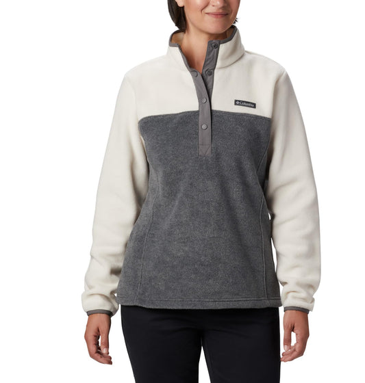Columbia Women's Benton Springs Half Snap Pull Over II, City Grey Heather/Chalk, X-Large