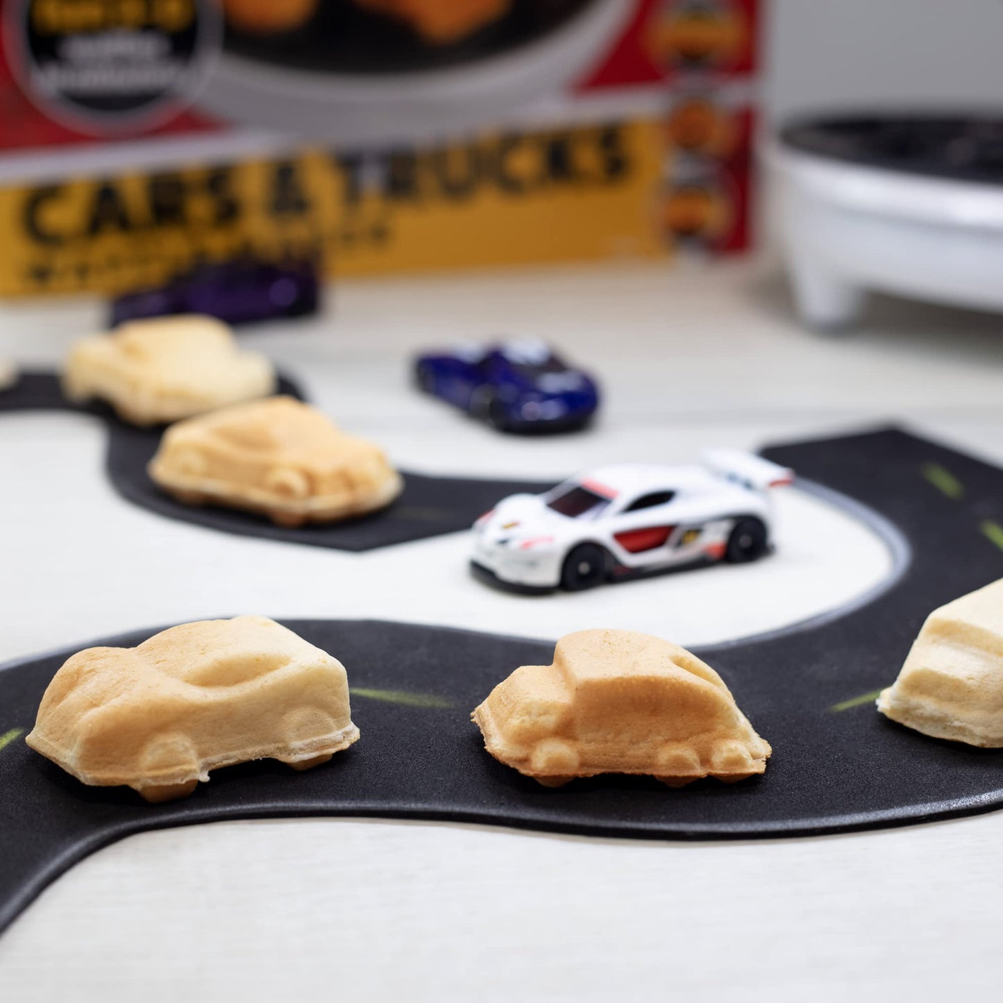 Car Mini Waffle Maker- Make 7 Fun, Different Race Cars, Trucks, and Automobile Vehicle Shaped Pancakes- Electric Waffler Iron- Non-Stick Pan Cake Baker w Recipe Guide- Cool Fathers Day Gift for Dad