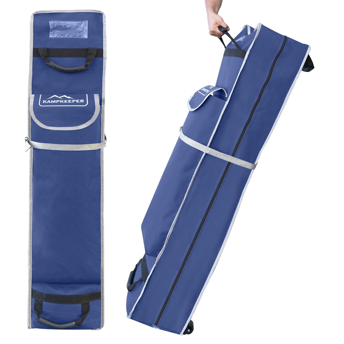 KAMPKEEPER Canopy Bag Replacement, Wheeled Tent Storage Bags for 10x10 Pop Up Shelters and Canopy Tents, 1680D Waterproof Oxford Fabric Replacement Parts (Nave Blue, 62.5inch)