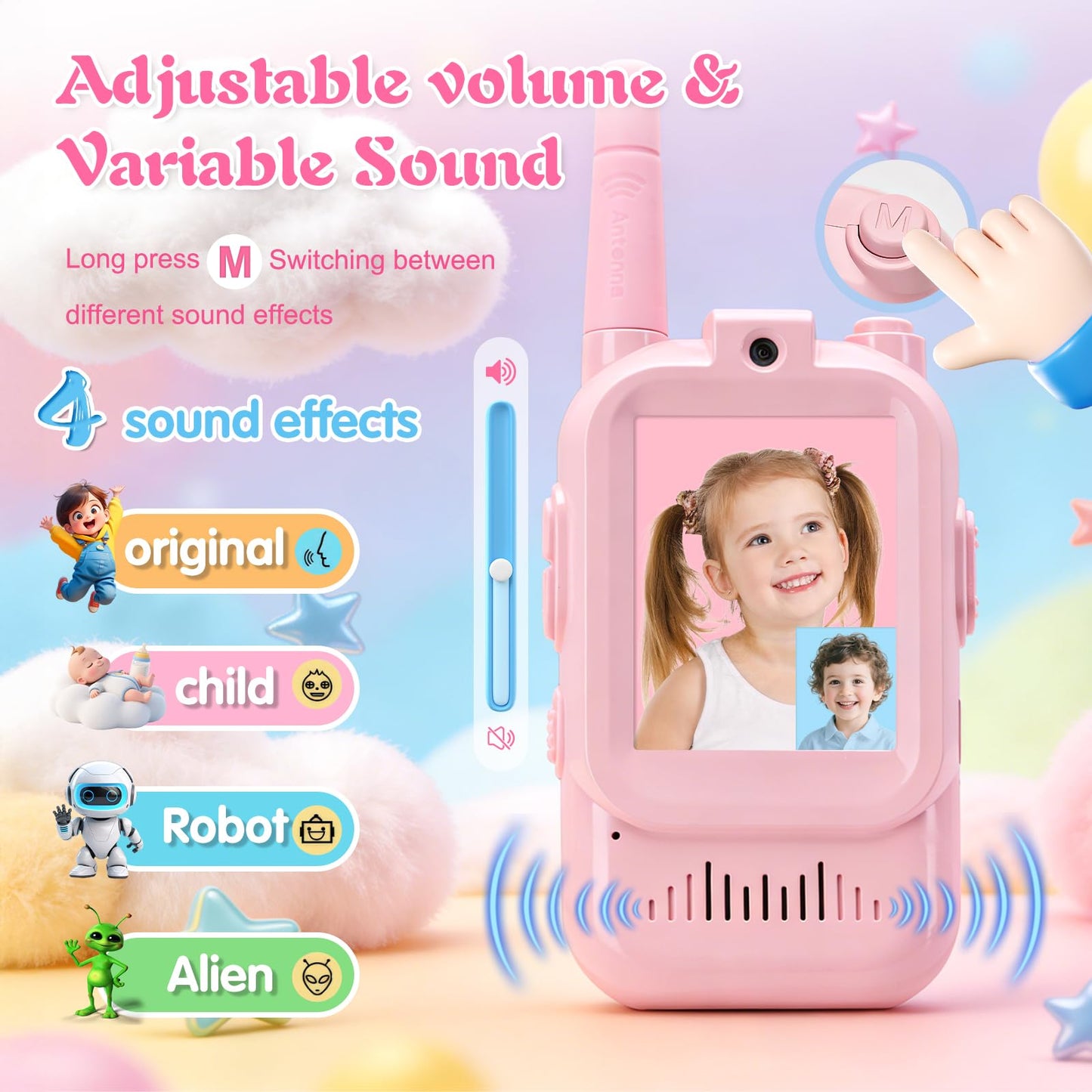 2 Pack Upgraded Video Walkie Talkies for Kids, HD Camera & Clear Voice & 1000 Ft Range, Rechargeable Walkies Talkies with 4 Voice Effects, Birthday Gifts for Boys Girls Indoor Outdoor Activity
