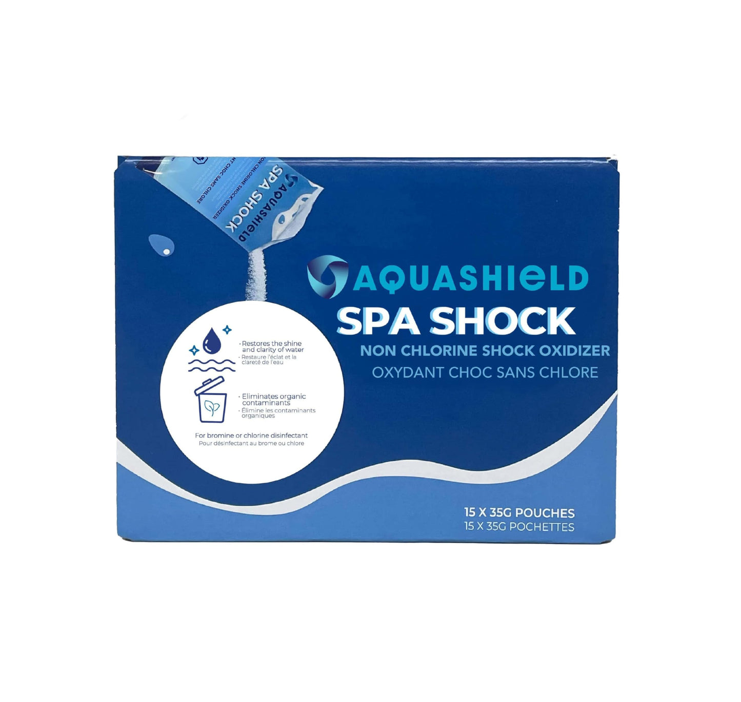 AquaShield Spa Shock Case (15 Pouches x 35g Each) - Weekly Spa Shock Pouches