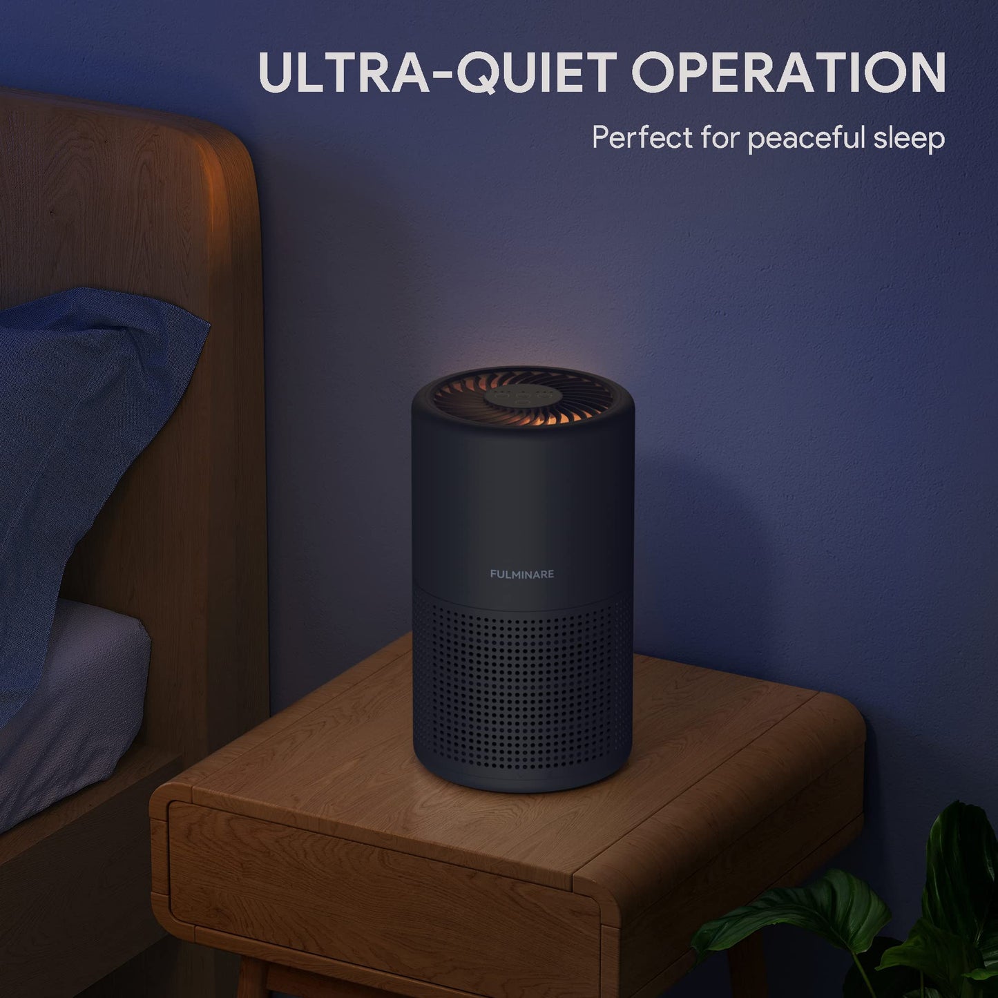 FULMINARE Air Purifiers for Bedroom H13 HEPA Air Purifier with LED Light, Timing Settings, 3 Speeds, Smart Portable Air Purifier for Home, Smoker, Remove 99.97% Dust (1 Pack Black)
