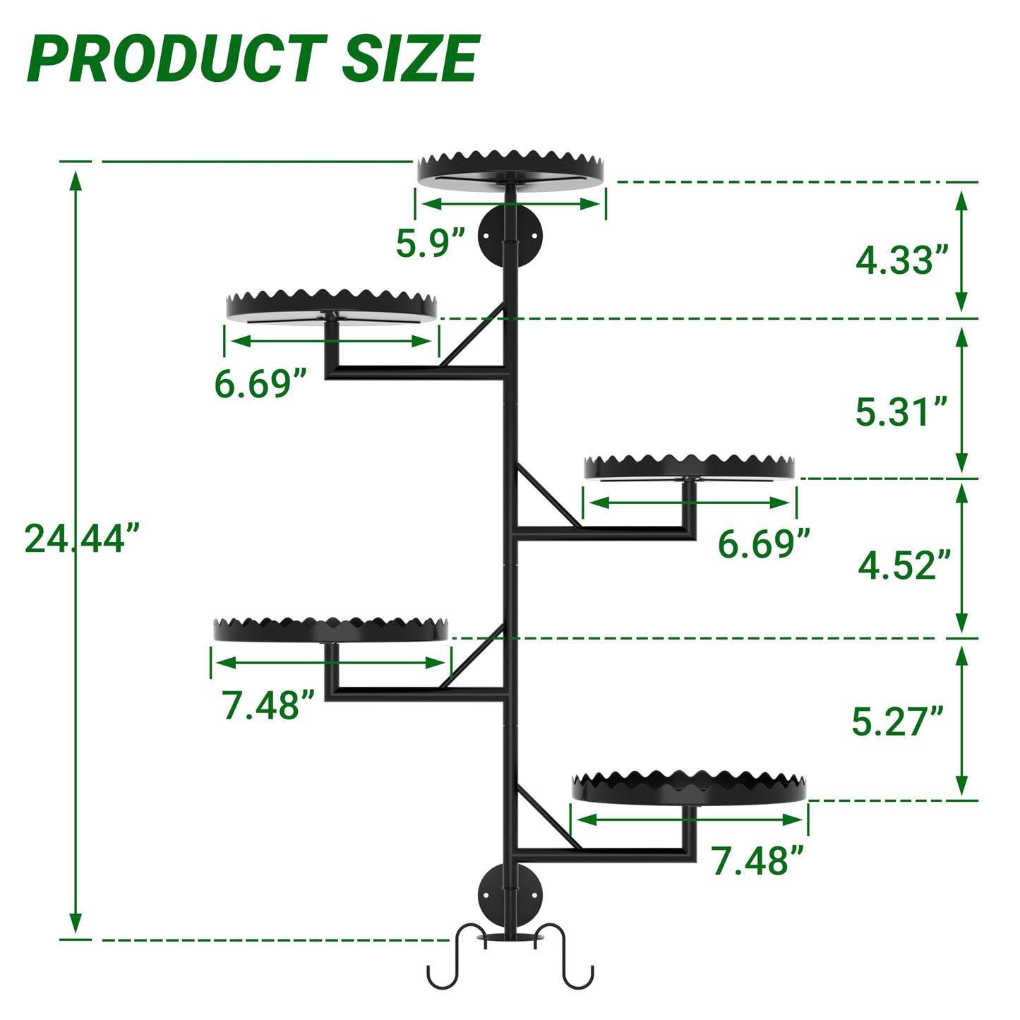 GcdPai Rotating Window Plant Shelves indoor 5-tier Metal Plant Stand, Wall Plant holder for Multiple Plants indoors, Window Sill Gifts for Small Spaces, Stylish and Functional Indoor Plant Stand Black