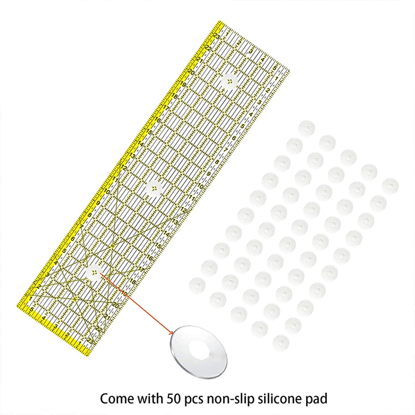 7 Pack Acrylic Quilting Ruler, Long Transparent Fabric Cutting Quilter Ruler with Double-Colored Grid Lines. Clear Sewing and Ironing Rulers for Precision Cutting and Easy Sewing (1"x6" ,1"x12",1.5"x12" ,2"x24",3"x8",3"x18", 6"x24")