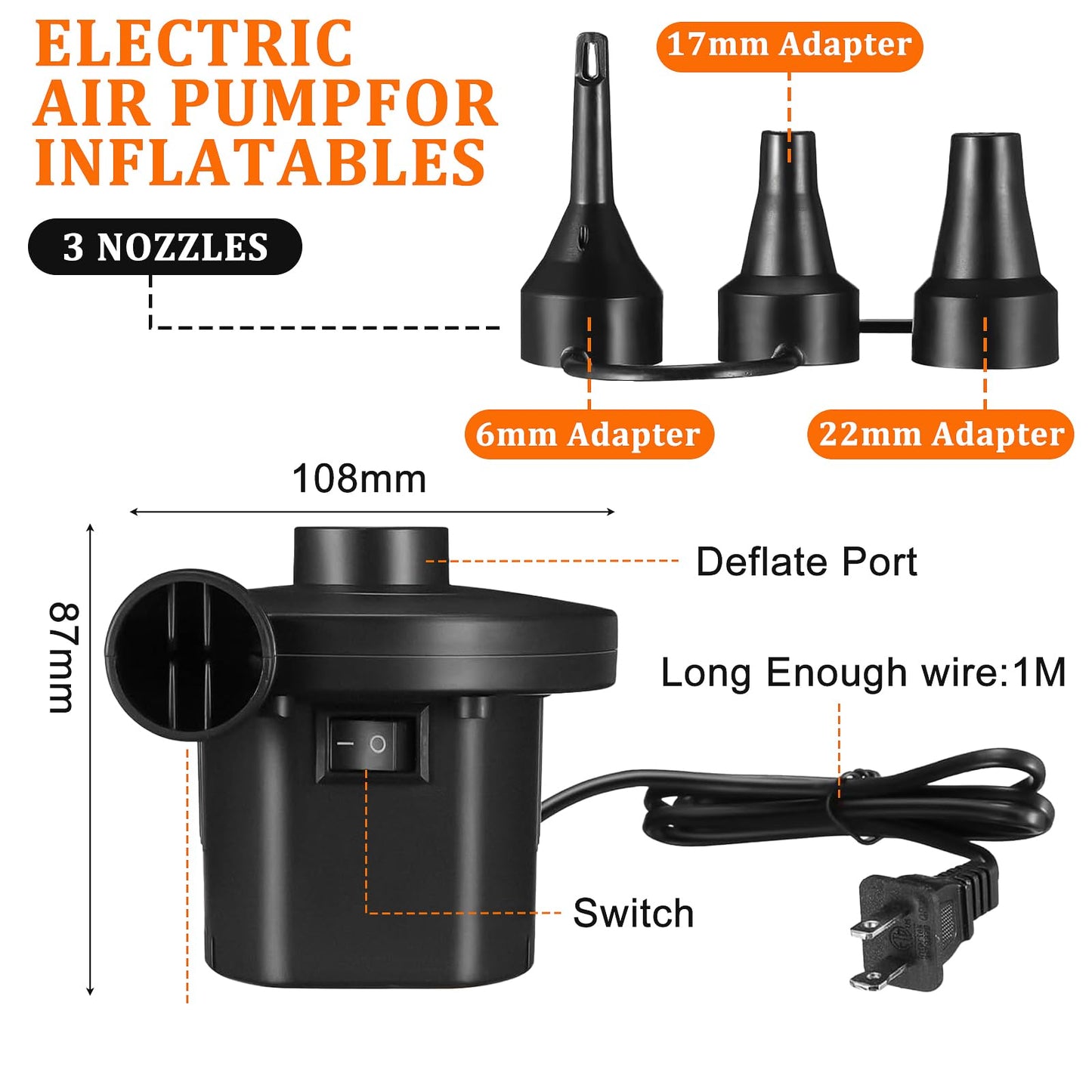 2 Pack Bean Bag Chairs for Adults, Inflatable Chair with Electric Air Pump, Blow Up Lounger Chair, Folding Inflatable Sofa Couch for Camping Living Room Outdoor Activities