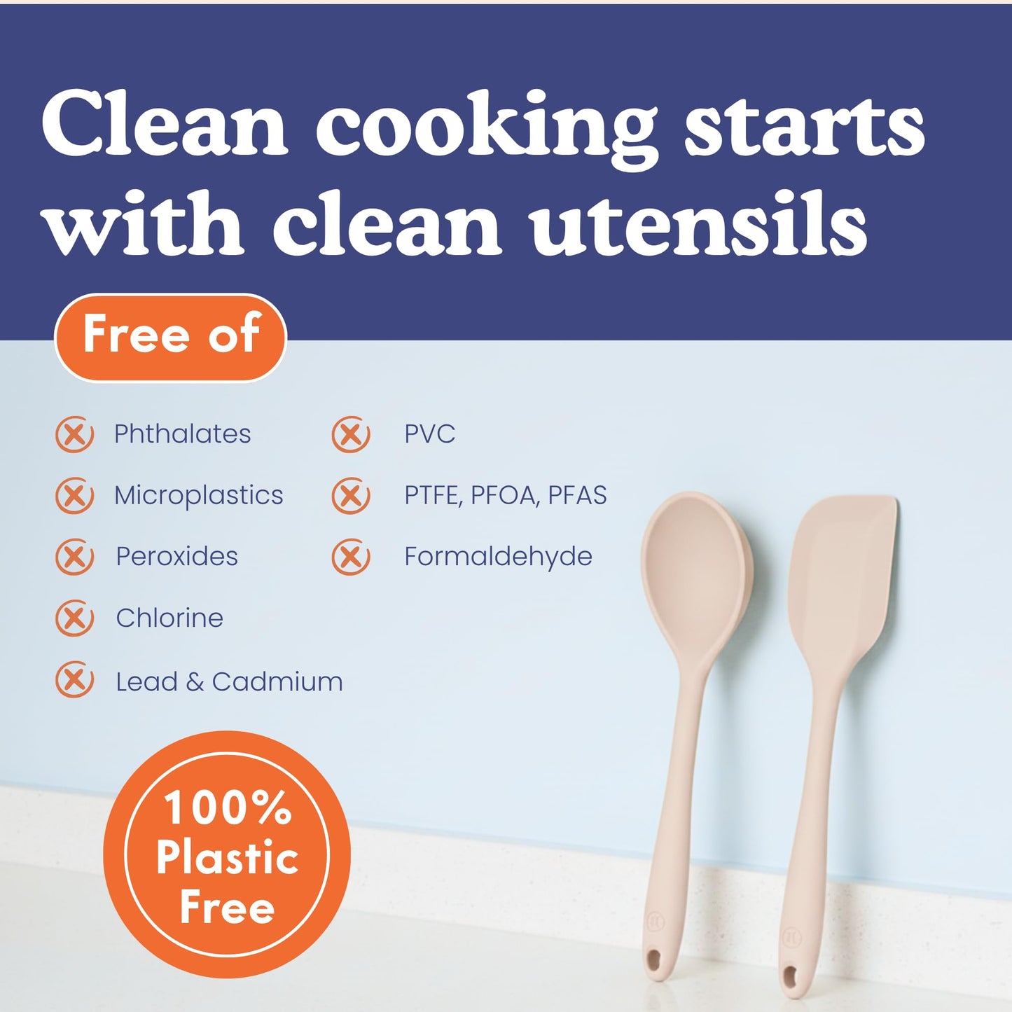 Non-Toxic Platinum Silicone Cooking Utensils Set 8 Pcs - Ziruma