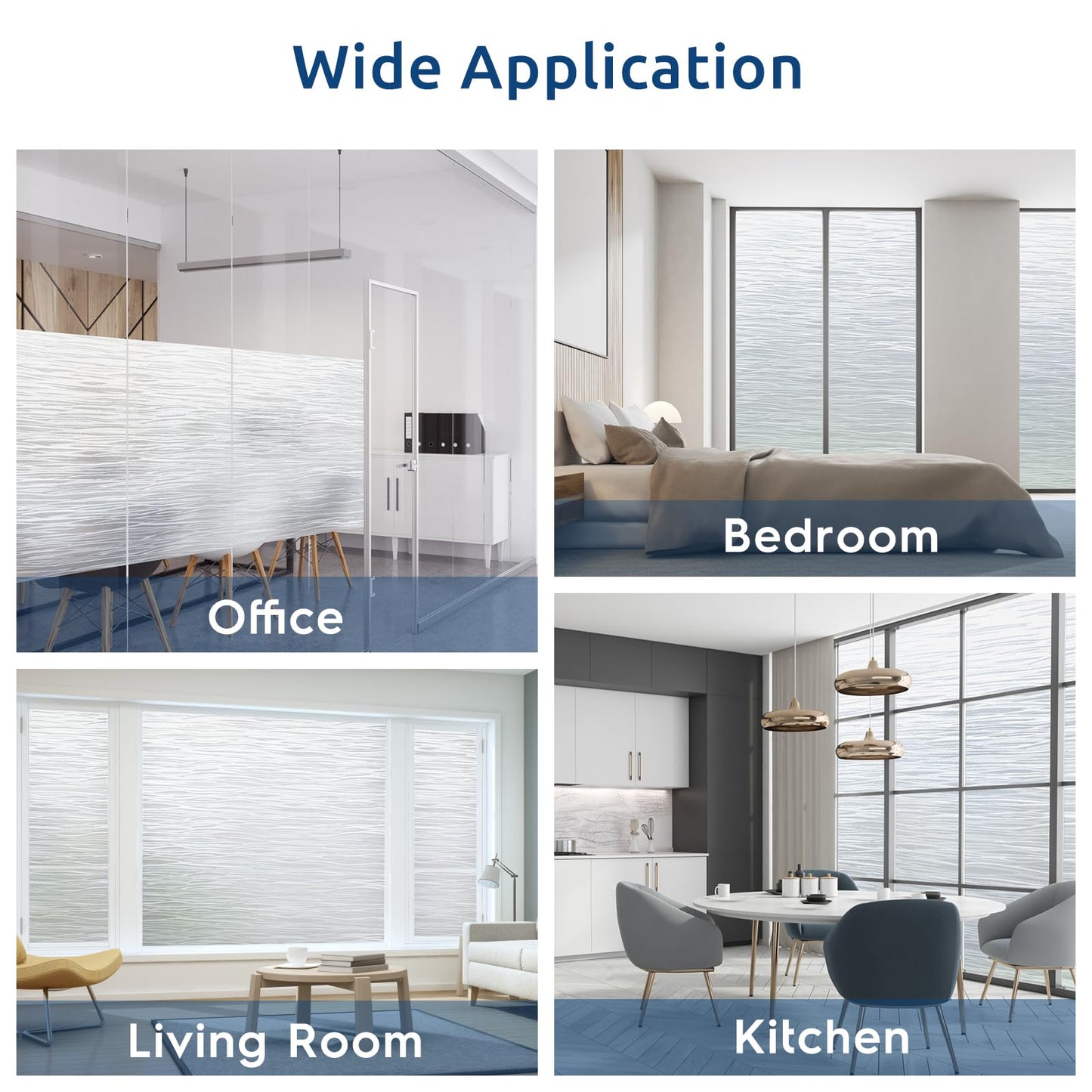 rabbitgoo Window Films for Privacy, Frosted Static Cling Glass Film Non-Adhesive UV Heat Blocking Covering Removable Vinyl Privacy Window Stickers for Bathroom Door Home Decor, 90 x 200cm