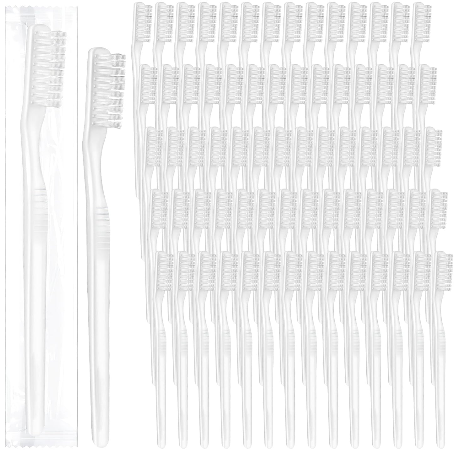 200 Pack Disposable Toothbrushes, Individually Wrapped Soft Bristles Toothbrushes Bulk Travel Tooth Brush Single Use Wrapped for Hotel Camping Travel, Guests & Homeless(White)