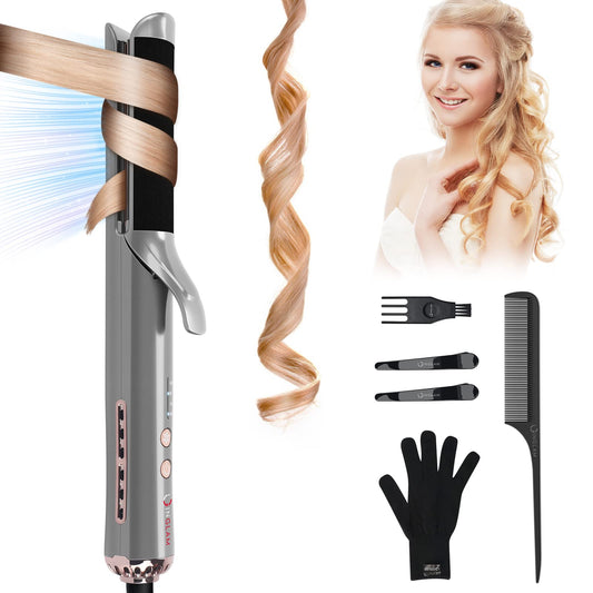 Bouncy Hair Cool Airflow Styler Hair Straightener Iron with Breeze Fan & Anti Scald Felt Fabric, IG INGLAM 2 in 1 Professional Straight and Curl Hair Tools 2022 Version Perfect Nice Gift