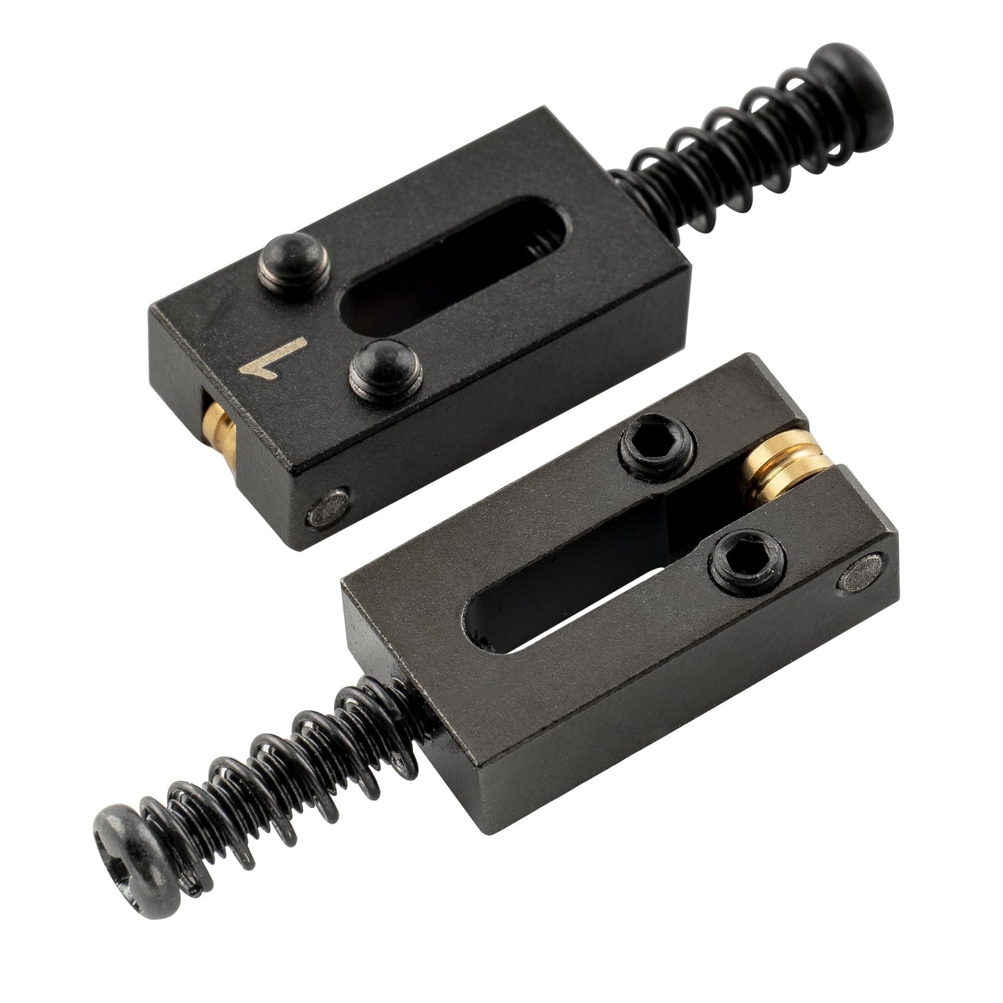 Musiclily Ultra 10.5mm Full Solid Brass Modern Style Roller Saddles for Strat Tele Style Electric Guitar Bridge, Black (Set of 6)