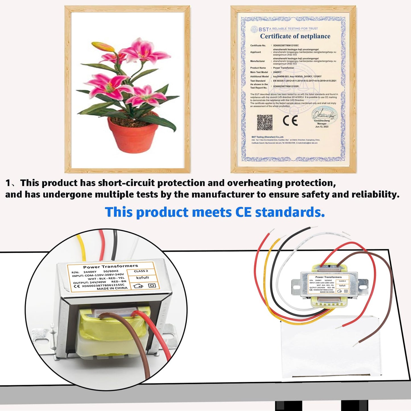 24V 40VA Control Transformer. Primary Voltage 120, 208, 240V 50hz-60hz ，Secondary 24V Multi tap Transformer, Compatible Jard 4031F Packard 42440,HVAC Furnace Multi tap.