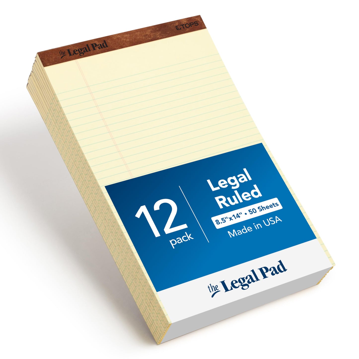 Tops 7572 Letr-Trim Perf-Top Legal Pad Legal Size, 50 Sheets per Pad, Dozen (Canary)