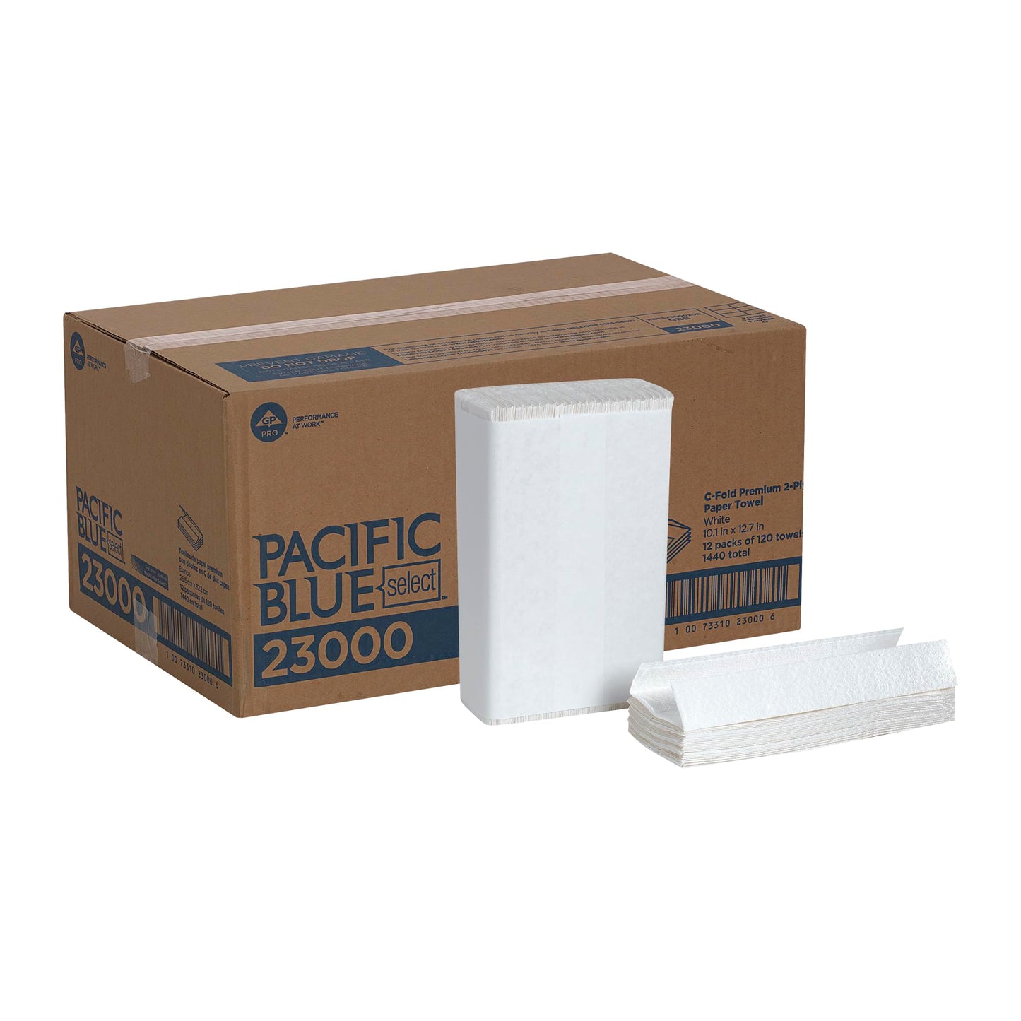 Georgia-Pacific Signature 23000 White 2-Ply Premium C-Fold Paper Towel, 13.2" Length x 10.1" Width (Case of 12 Packs, 120 per Pack)