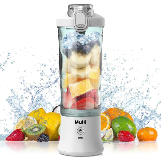 Mulli Portable Blender,Personal Blender for Shakes and Smoothies,20oz Usb Rechargeable Mini Mixer,with Travel Lid for Home/Kitchen/Gym