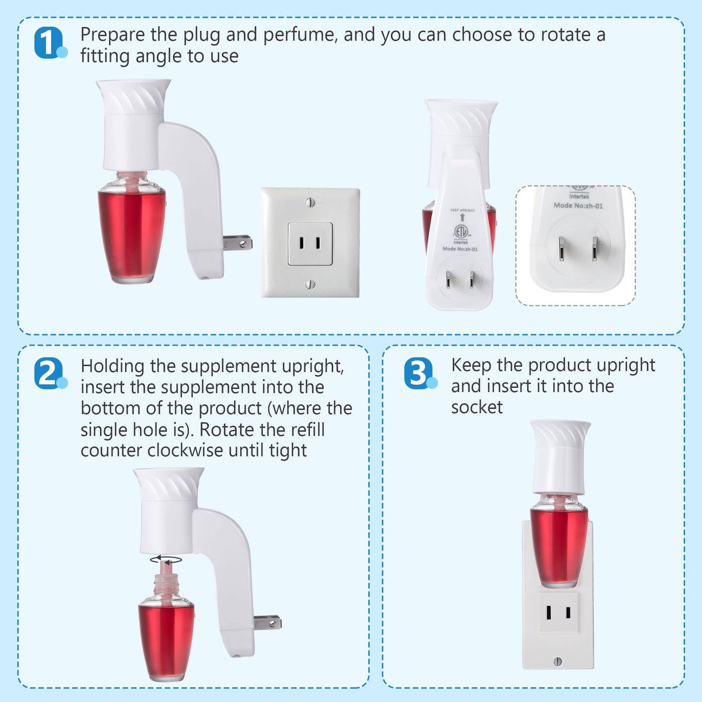 Hohean 6 Pack Wall Fragrance Plug in Compatible with Bath and Body Works WallFlower Refills, ETL Certified, Rotatable, Precise Scent Adjustable Fragrance Control Diffuser Plug for Home, Office (White)