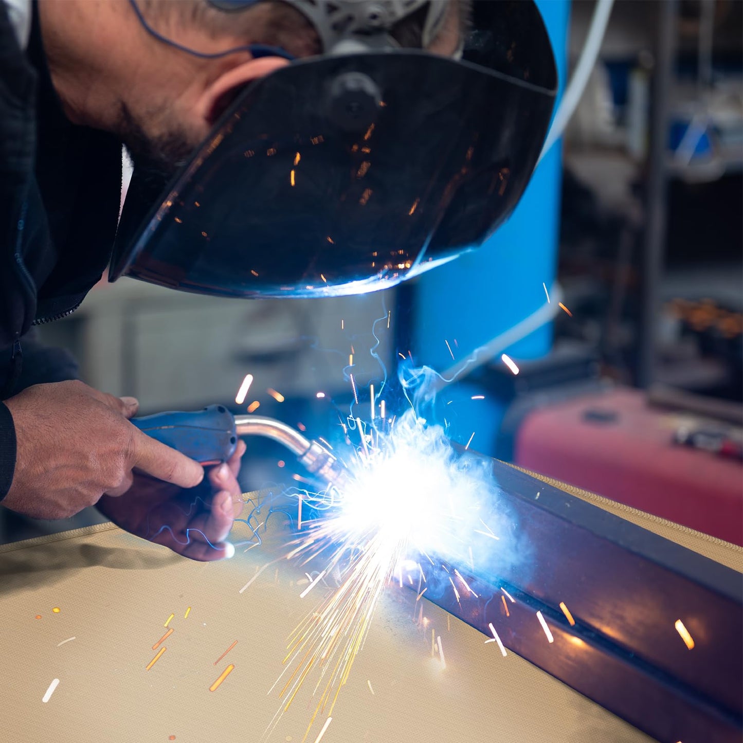 2 Pack Heavy Duty Fiberglass Welding Blanket, 4x6 ft Heat Resistant Blanket with Brass Grommets, Multi-Purpose Welding Mat for Grill, Smoker, Camping, Industrial Use