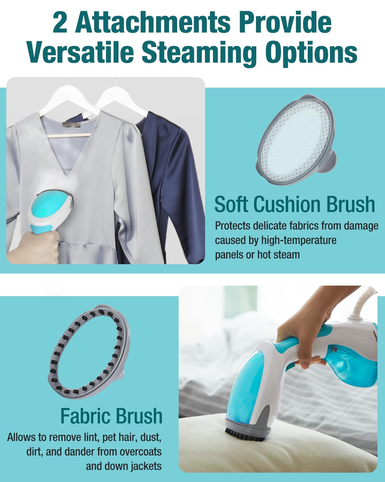 BEAUTURAL 1200-Watt Handheld Steamer for Clothes, 30-Second Heat-up, 8.79-Ounce Water Tank, Aqua