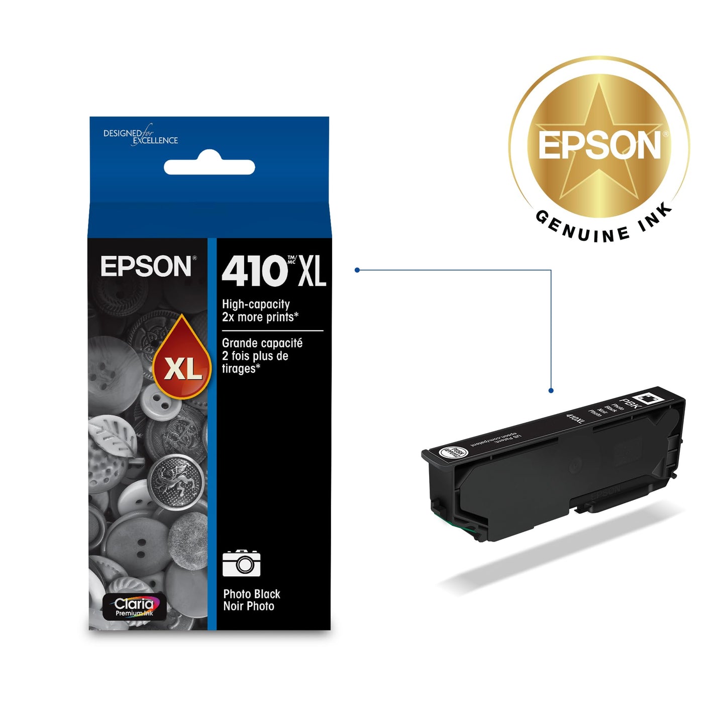 Epson 410XL Photo Black Ink Cartridge, High Capacity (T410XL120)