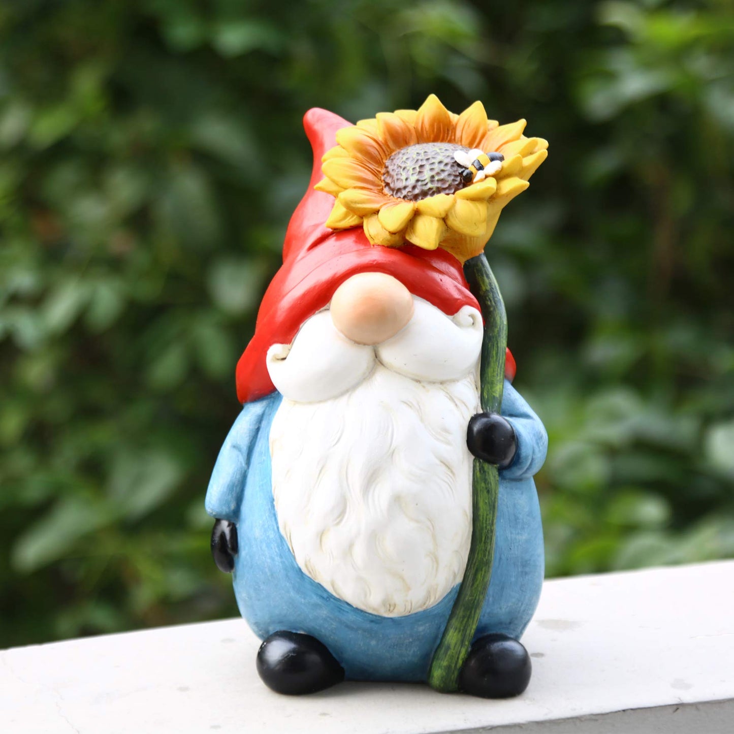 TZSSP Outdoor Garden Gnome Statue Statuary with Yellow Sunflower Spring Garden Decor Gnome Decor