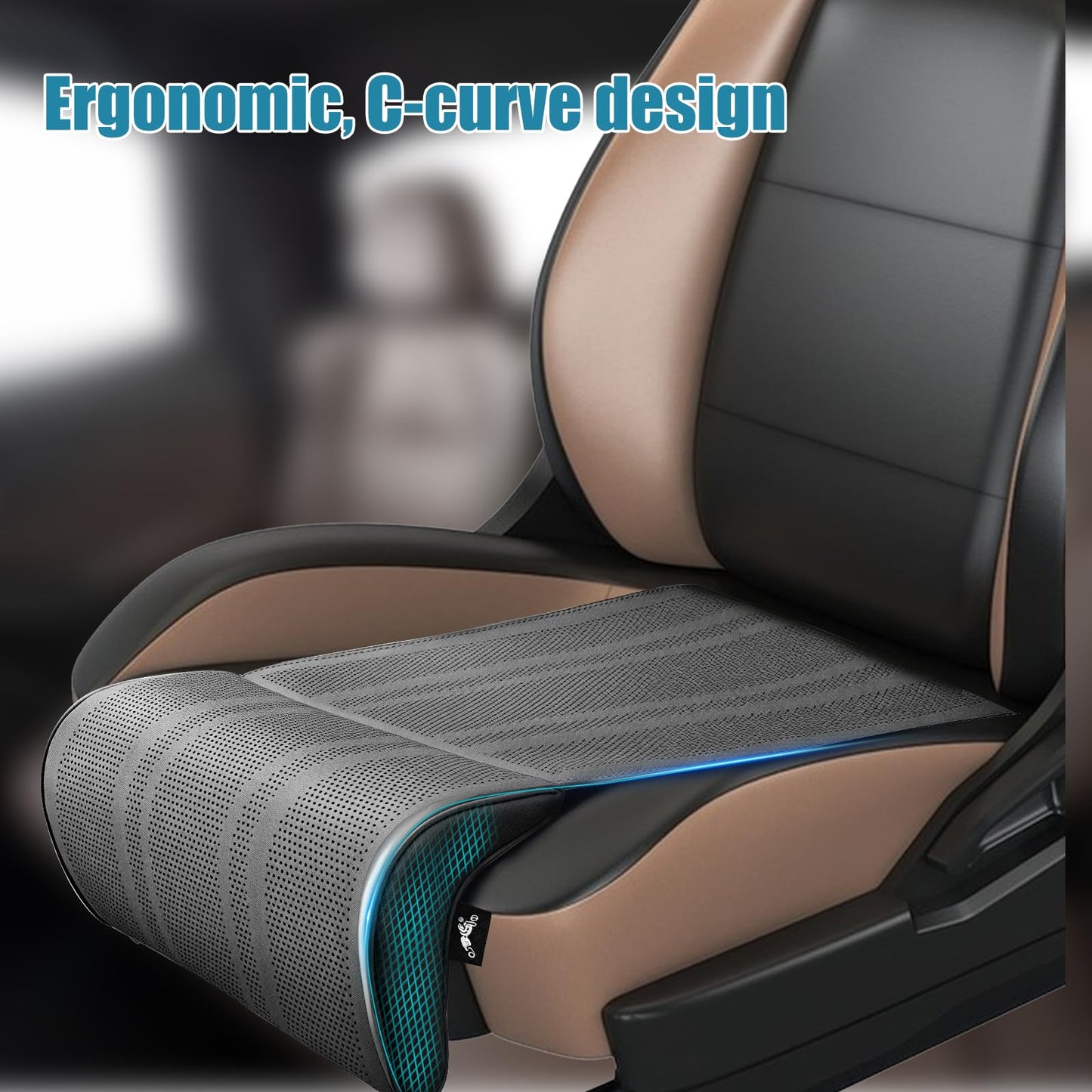 JOJOCY Car Seat Leg Extender Support Cushion, Upgraded Leather & Memory Foam Leg Rest Pad for Drivers, Office Chairs, Buses, Trains, Universal Fit, Breathable, Anti-Slip