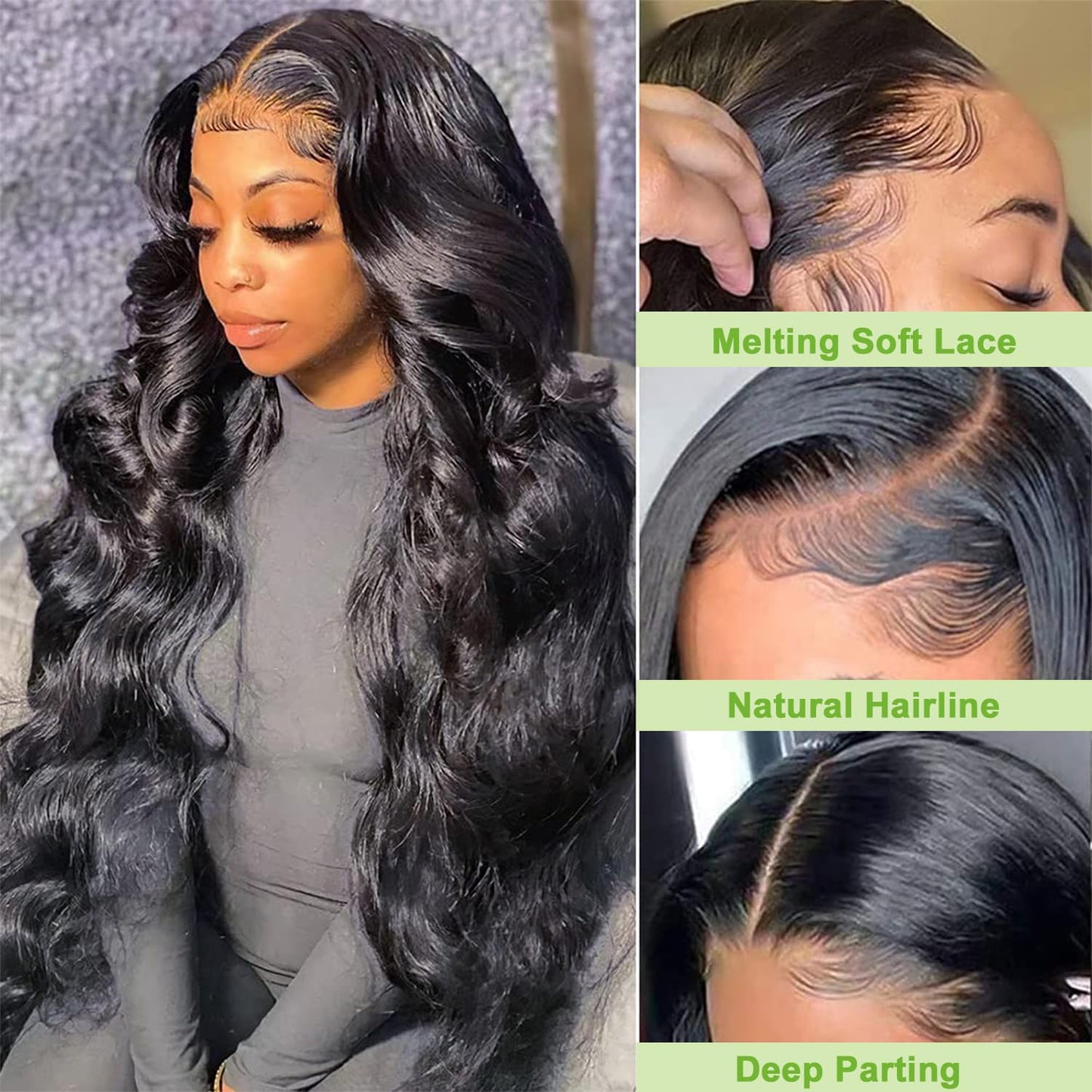 13x4 Lace Front Wigs Human Hair Body Wave Lace Front Wigs Human Hair Wigs Pre Plucked 180% Density Body Wave Curly Wig 100% Brazilian Hair for Women 18 Inch