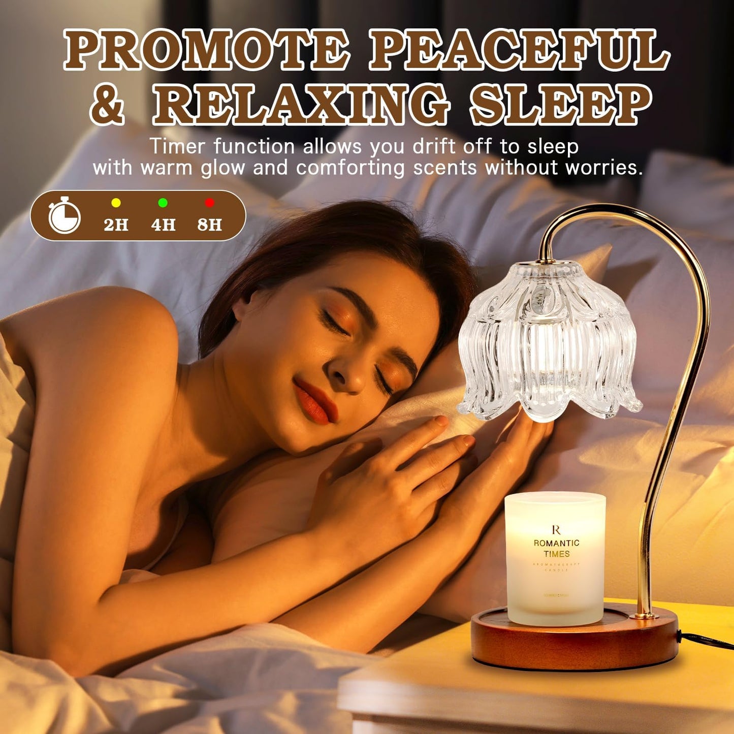Crystal Candle Warmer Lamp with Timer Dimmer, Flower Candle lamp Warmer, 2 Bulbs, Wax Melter Warmer for Jar Scented Candles, Mothers Day Birthday Gifts Ideas for Women Mom