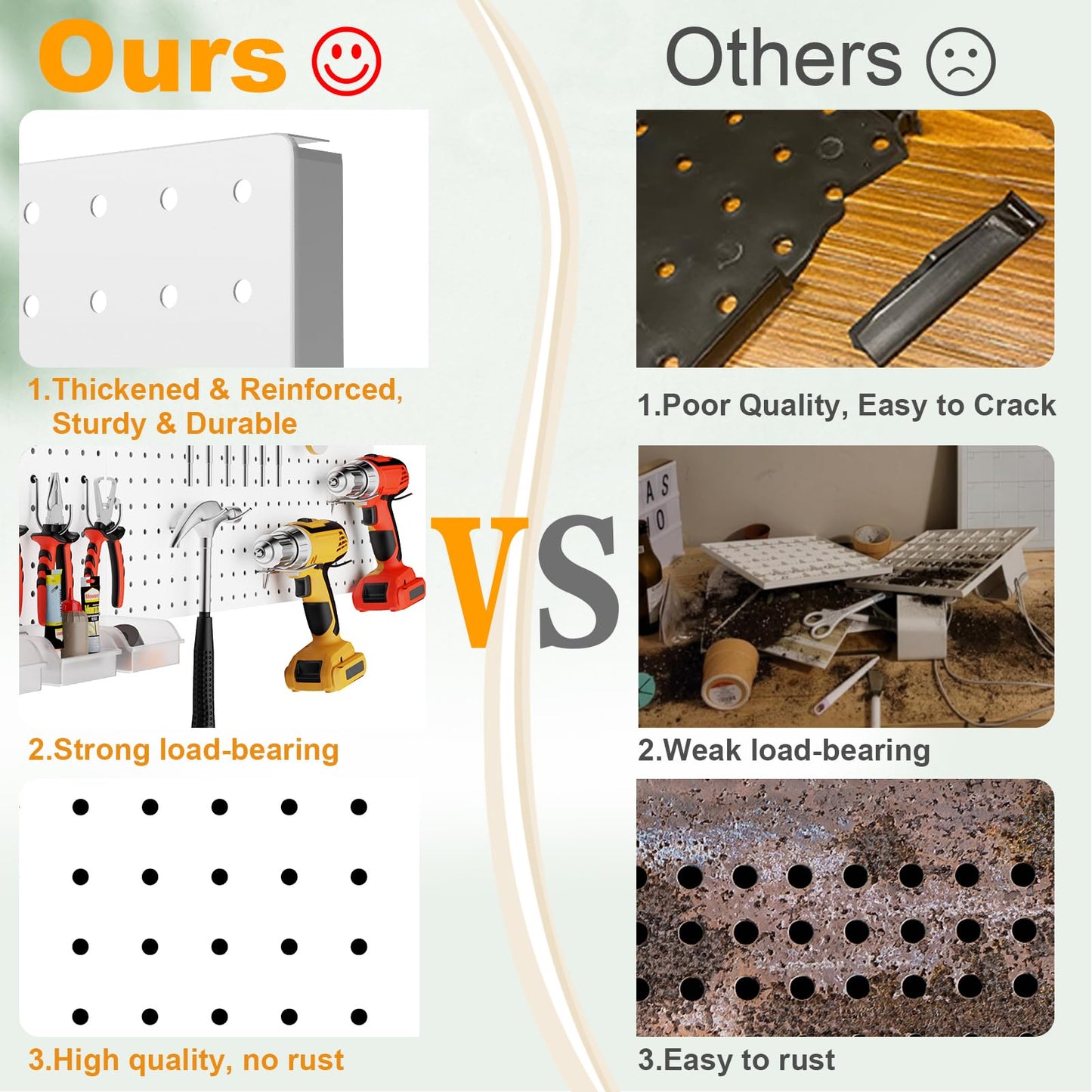 FZK Peg Board Kit, 4 Metal Pegboard Wall Organizer with 70 Accessories, Heavy Duty Pegboard for Walls, White Pegboard for Garage, Craft Room, Workbench, Office, Kitchen,Tool Organization