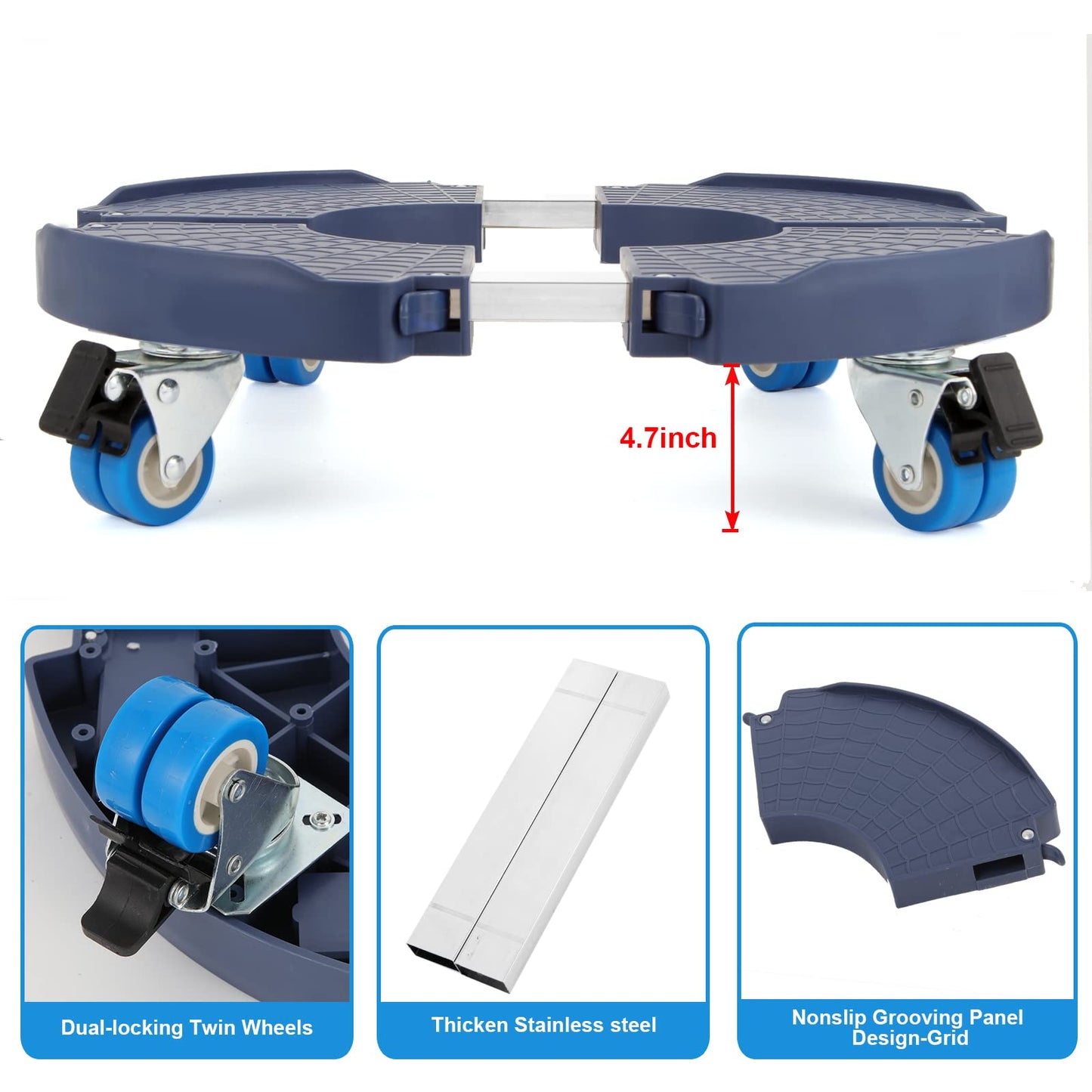 W B D WEIBIDA Plant Dolly with Wheels 2 Pack Heavy Duty Planter Caddy Size-Adjustable, Rolling Plant Stand with Casters, Round Dolly Cart for Potted Plant, Trash Can and Umbrella Base