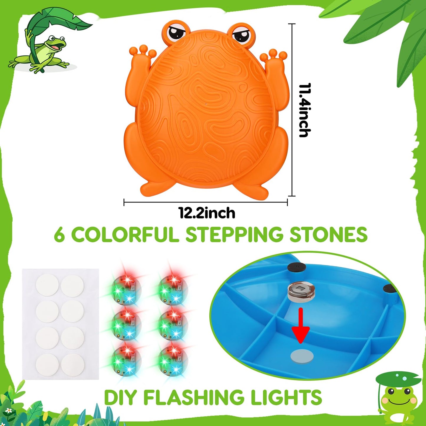 Tsomtto Stepping Stones for Kids 6 PCS Non-Slip Plastic Balance Stones Obstacle Course Frog Jumping Step Stone Indoor or Outdoor Sensory Play Toys Toddler Game 3 4 5 6 7+ Year Old Coordination Skills
