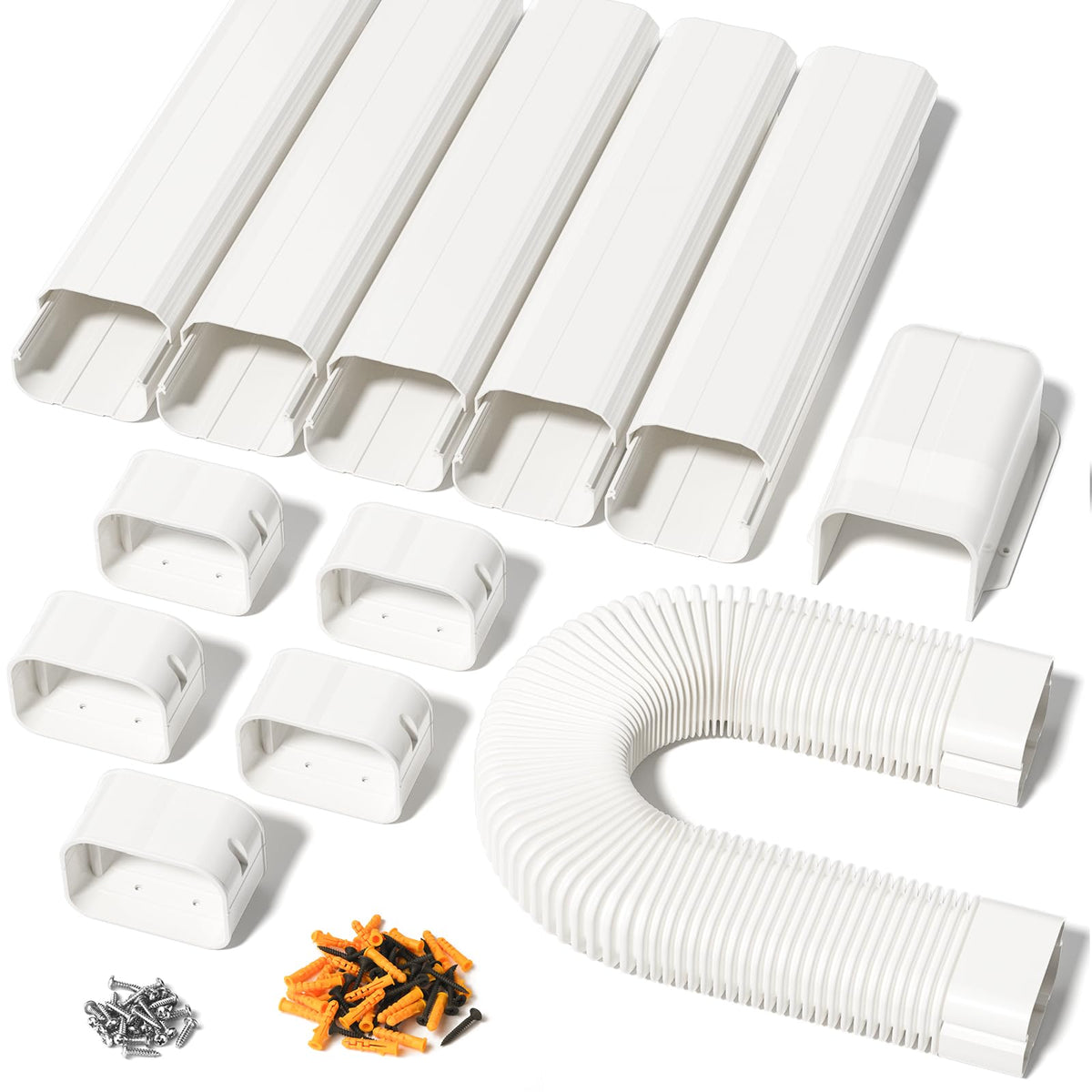 Kalkehay 4" W 9Ft L Line Set Cover for Mini Split and Central Air Conditioners Decorative PVC Line Cover Kit for Outdoor AC Heat Pump Systems