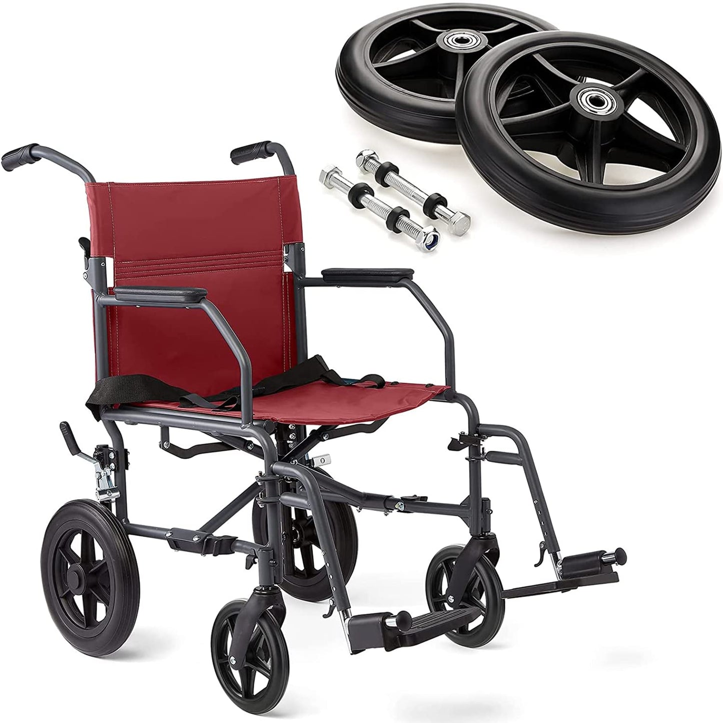 8 Inch by 1 Inch, Wheel Replacement for Wheelchairs, Black (2)