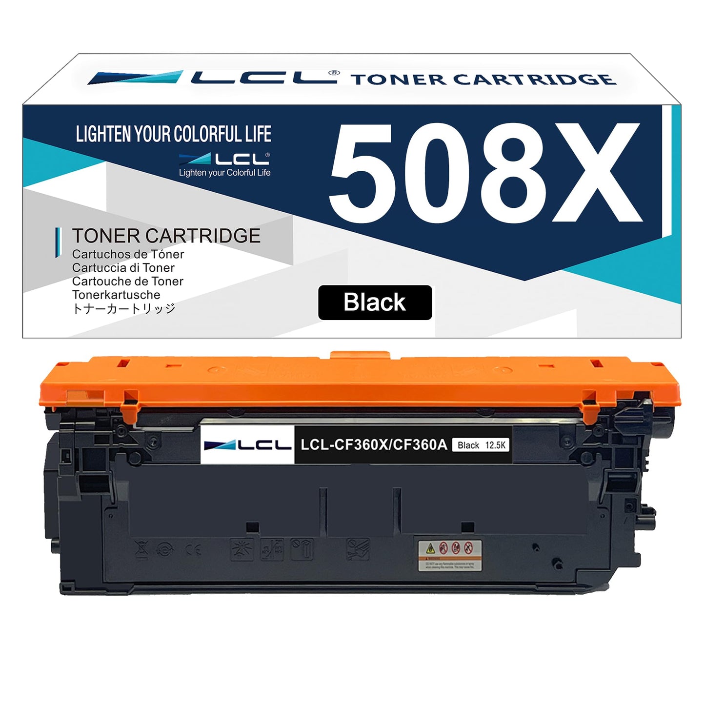 LCL Remanufactured Toner Cartridge Replacement for HP 508X 508A CF360A CF360X 12500 Pages(1-Pack,Black) for M553 M577 MFP M577Z MFP M577dn MFP M577f, M552dn M553dn M553n M553x