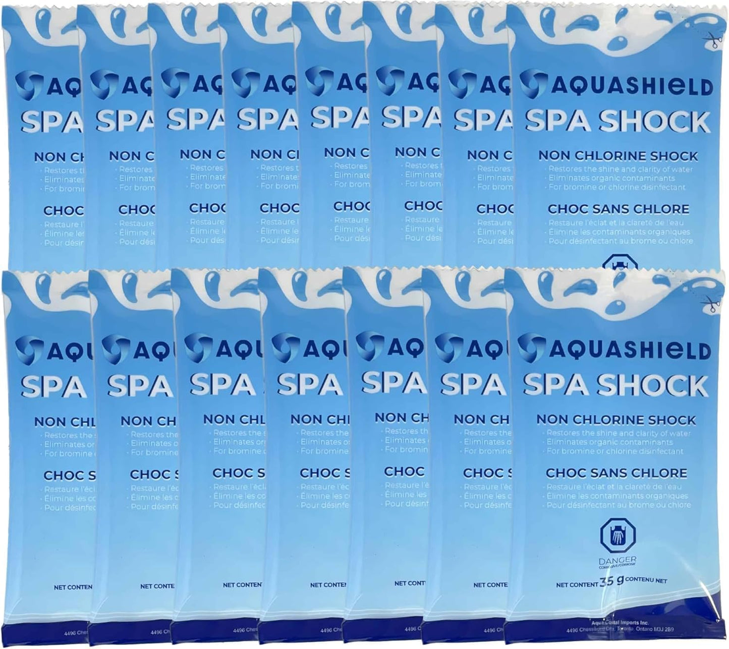 AquaShield Spa Shock Case (15 Pouches x 35g Each) - Weekly Spa Shock Pouches