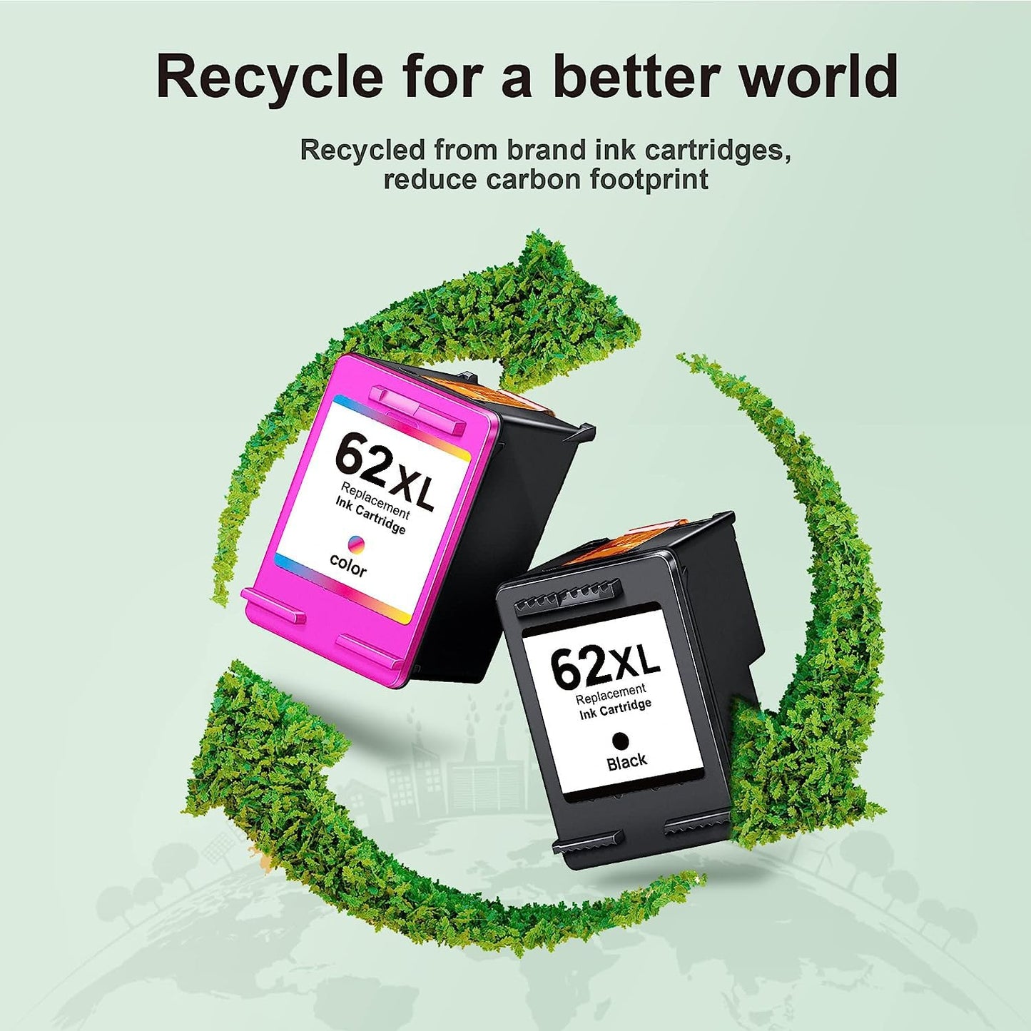 62XL Ink Cartridge Black and Tri Colour for HP 62 XL Ink Cartouche Encre Replacement for HP 62 HP62 HP62XL for HP Envy 7640 5640 Printer Ink for HP 5660 5540 5600 7600 Deskjet 250 258 200 5740 Printer