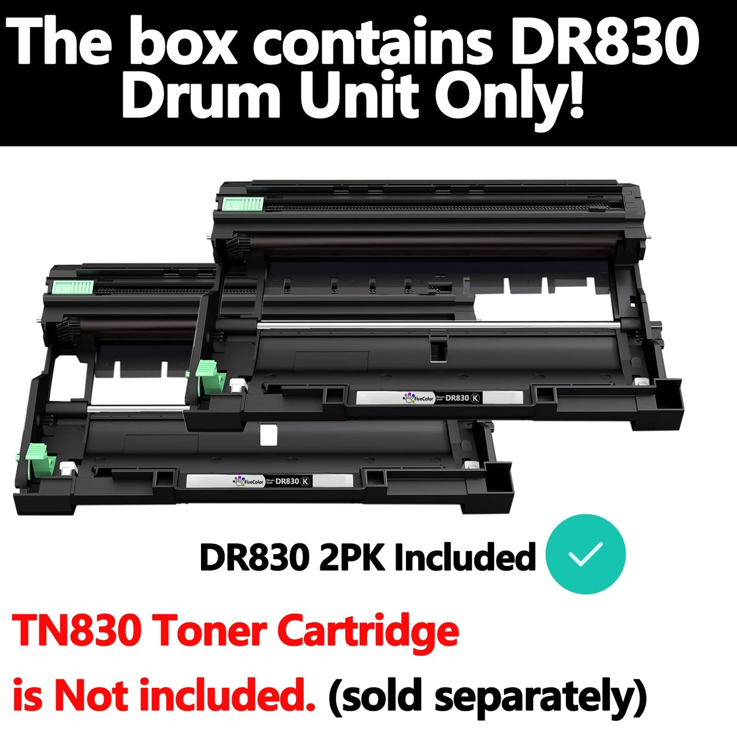 Compatible DR830 Drum Unit 2 Pack Replacement for DR830xl DR-830 Drum Unit use with DCP-L2640DW HL-L2460DW HL-L2405W Printer