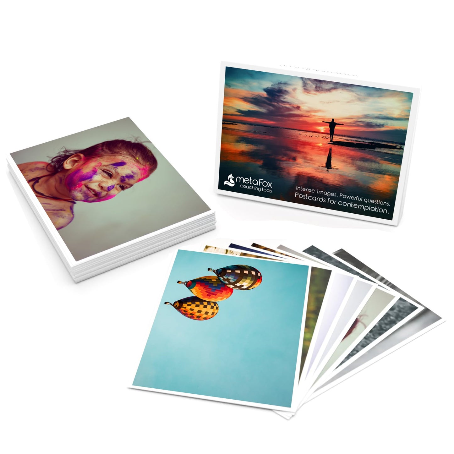 metaFox - 52 Inspirational Cards, Positive Affirmations & Motivational Postcards, Picture Cards For Coaching & Therapy, Mindfulness, Original Motivational Deck