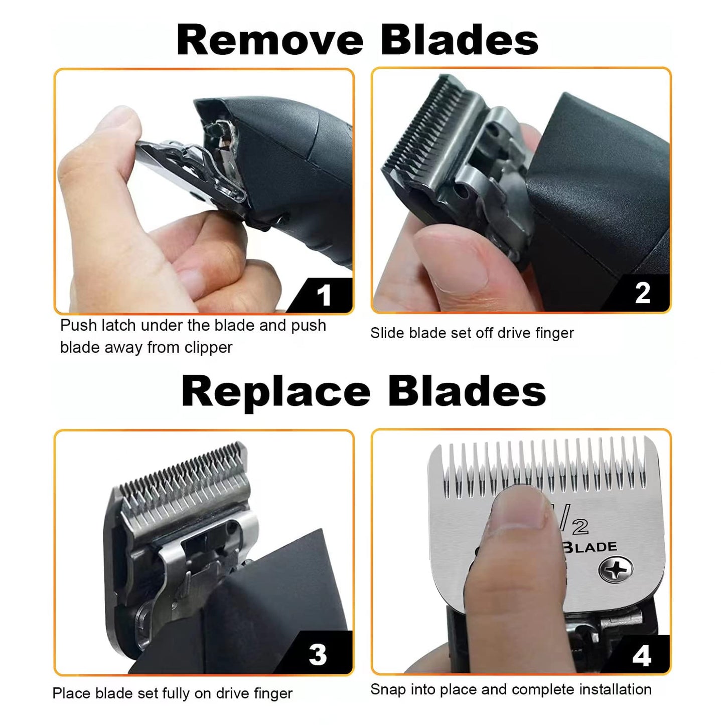 Professional Detachable Replacement Ceramic Blades set,compatible with oster Classic 76/Star-Teq/Power-Teq andi A*dis AGC,BDC,BGC,MBG Series Clippers (Size 2#+Size3#)