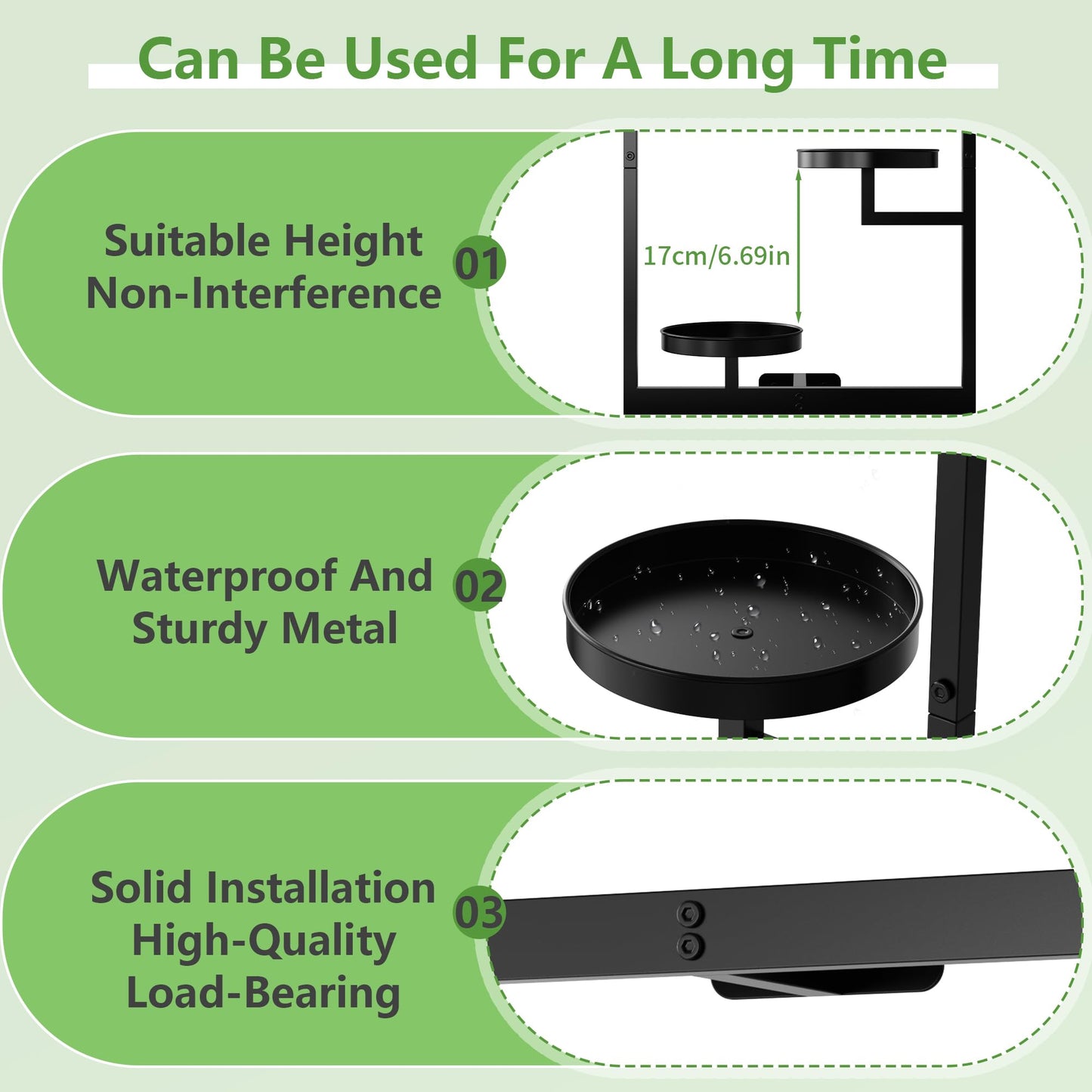 2 Pack Picture Frame Wall Plant Holder, Window Plant Hanger Indoor Wall Mount, Metal Hanging Planter, ATSKIM Flower Stand Floating Shelves Decor for Living Room Balcony (Black)