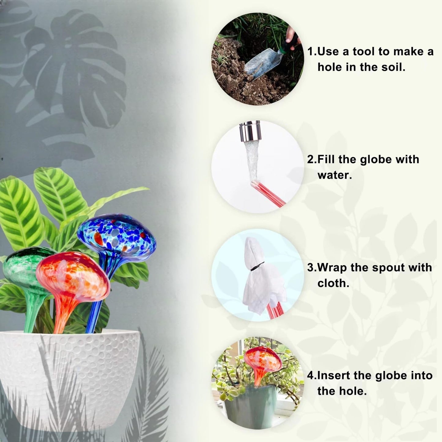 Merry'd rotation Plant Watering Globes 4 Pcs Multicolor Mushroom Self Watering Planter Insert, Plant Water Devices for Indoor & Outdoor Plants