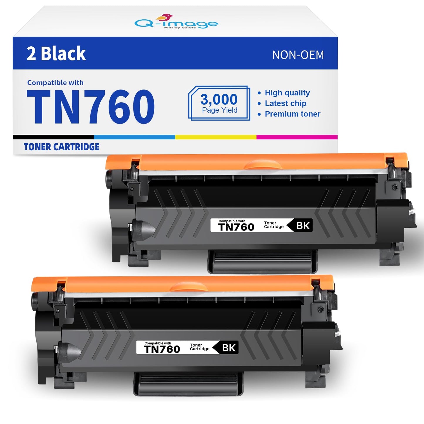 (New Chip) TN760 Toner Cartridges for TN760 TN-760 TN730 Toner Compatible with DCP-L2550DW HL-L2350DW MFC-L2750DW MFC-l2710DW HL-L2370DW HL-L2390DW HL-L2395DW Printer (2 Black)