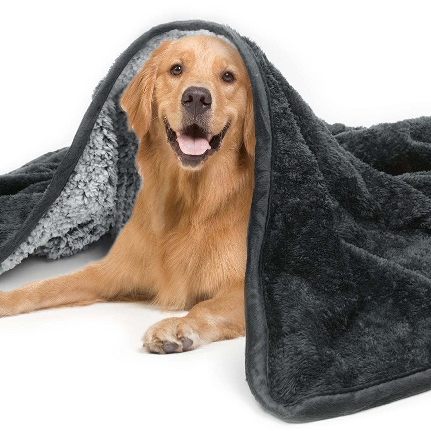 Bidear Dog Blanket Soft Fluffy Pet Blanket Waterproof Warm Cat Blanket Self-Warming Puppy Snuggle Blanket Warm Throw Pets Bed Blankets Dog Fuzzy Blankets for Sofa Travel 31.5 x 39.4”- Grey