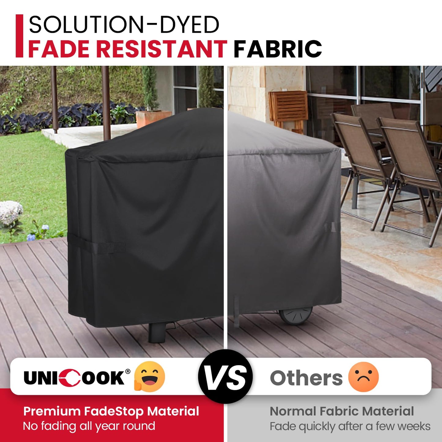 Unicook Grill Cover Compatible with Weber Q2000 Q300 Q3000 Q3200 Series with Cart, Compared to Weber 7112, Heavy Duty Waterproof Full Length BBQ Grill Cover 57 Inch, All Weather Protection, Black