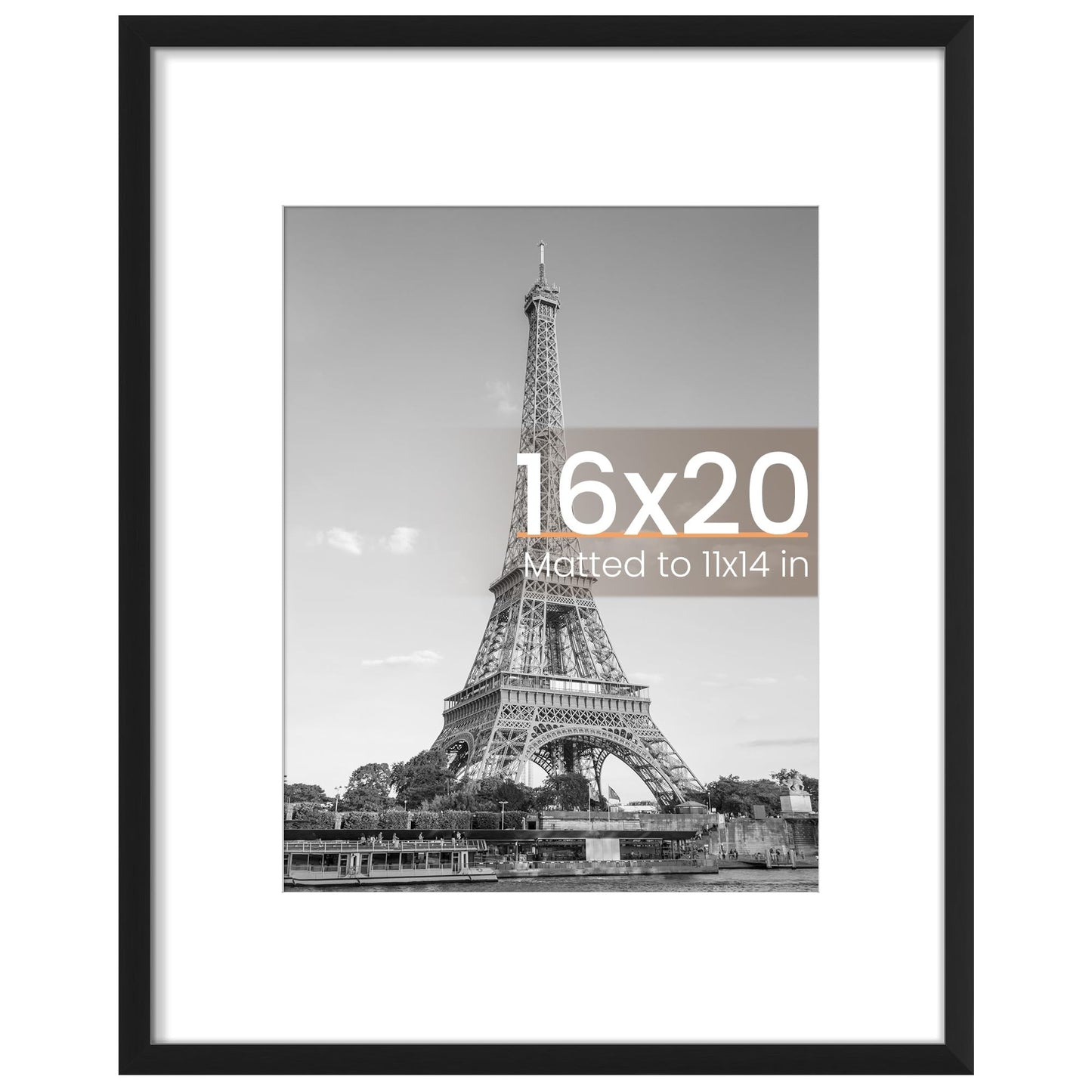 upsimples 16x20 Picture Frame, Display Pictures 11x14 with Mat or 16x20 Without Mat, Wall Hanging Photo Frames, Black