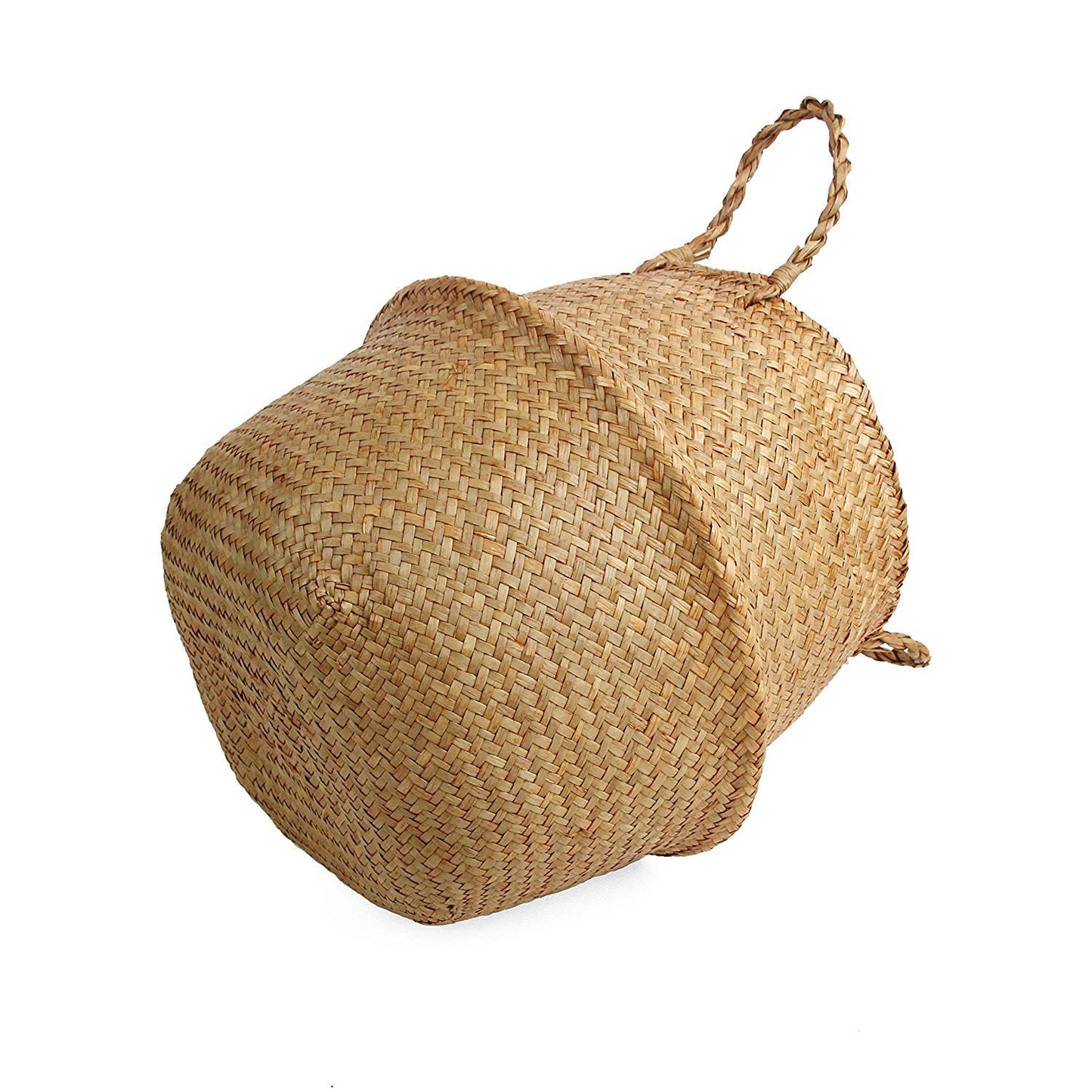 BlueMake Woven Seagrass Belly Basket for Storage Plant Pot Basket and Laundry, Picnic and Grocery Basket (Original, Large)