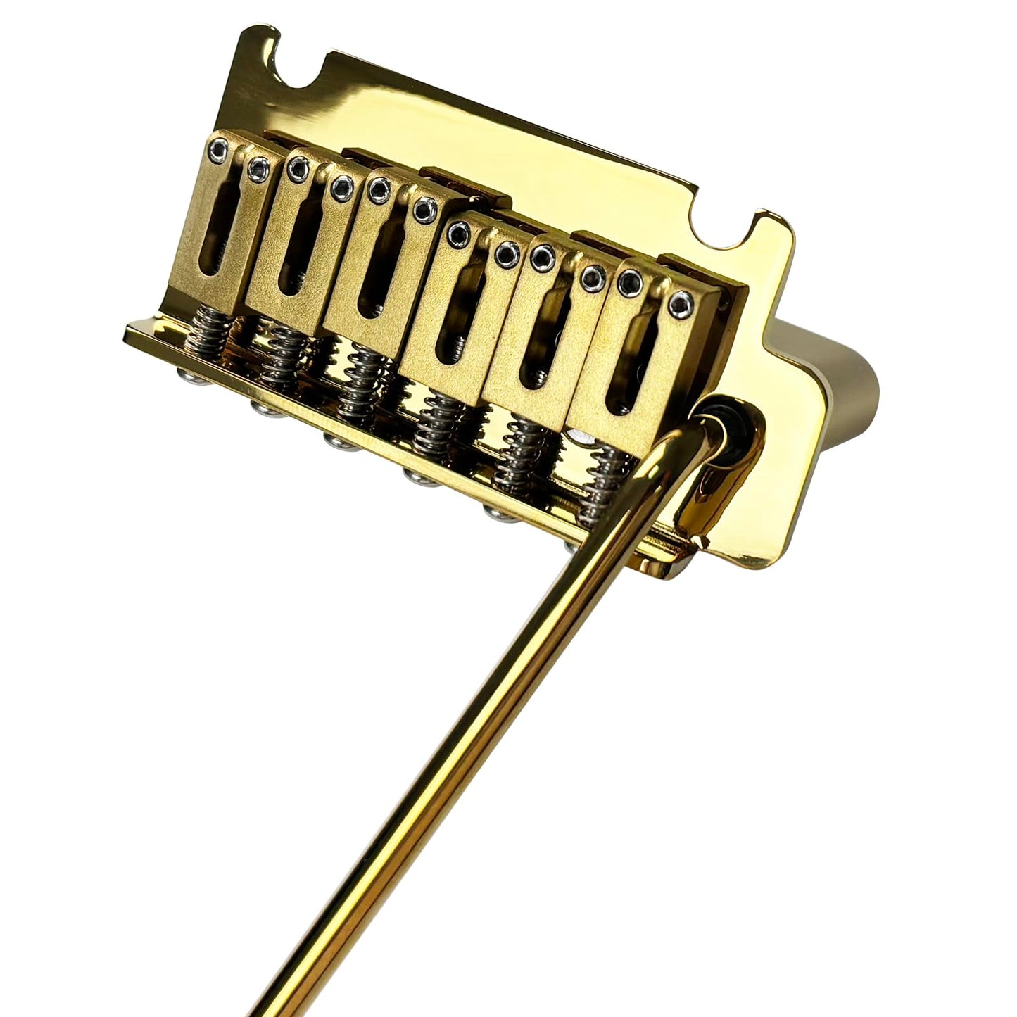 OVSAL 10.5mm Electric Guitar Bridge Vacuum Gold 2 Point tremolo bridge Brass Block Stainless Steel Saddles Plate Electric Guitar Bridge 6 String Start