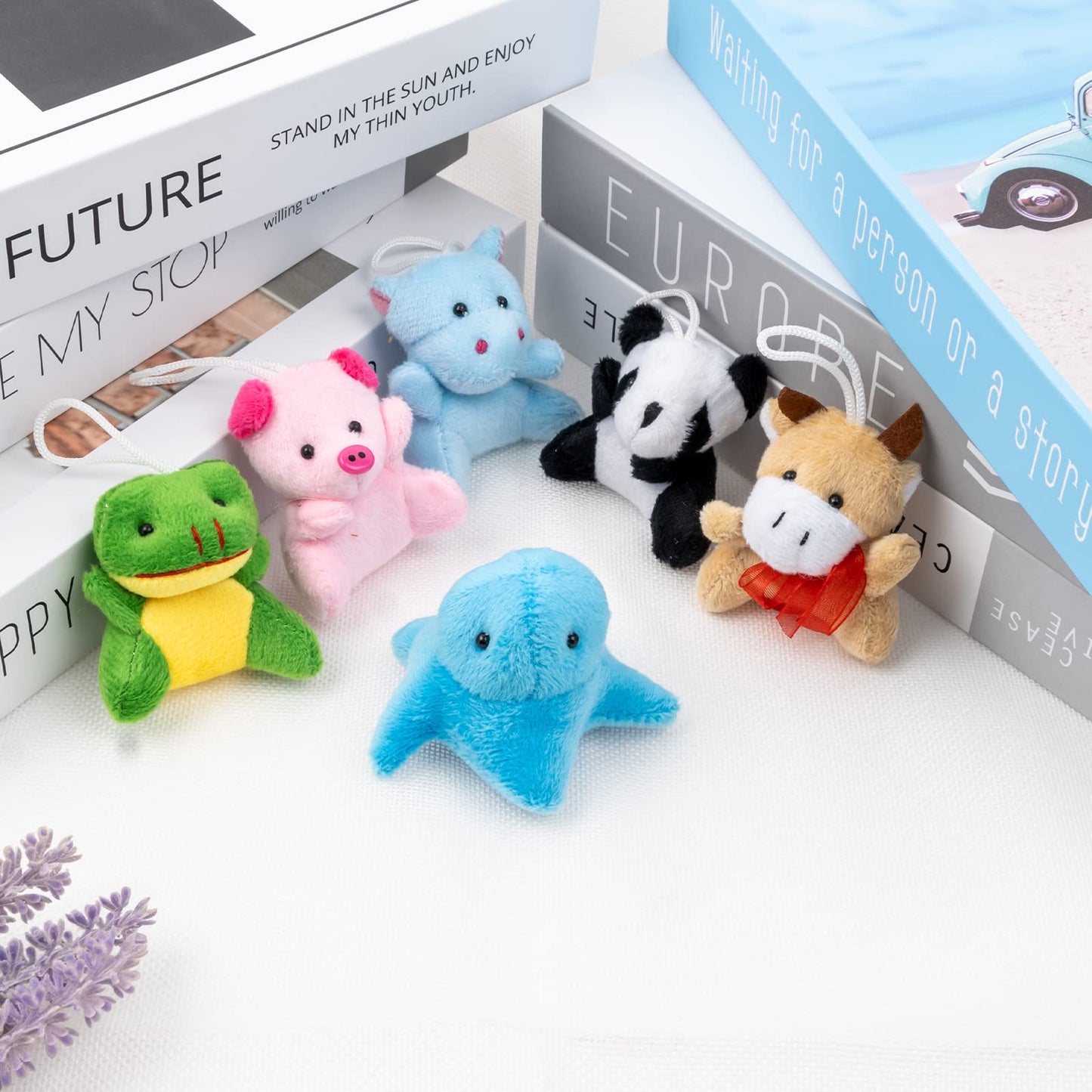 56 PCS Mini Plush Animals Toys Bulk, Small Stuffed Ocean Animal Toy Set, Keychain Decoration for Claw Machine, Birthday Party Favor, Goodie Bag Fillers, Christmas, Classroom Prize Box, School Reward