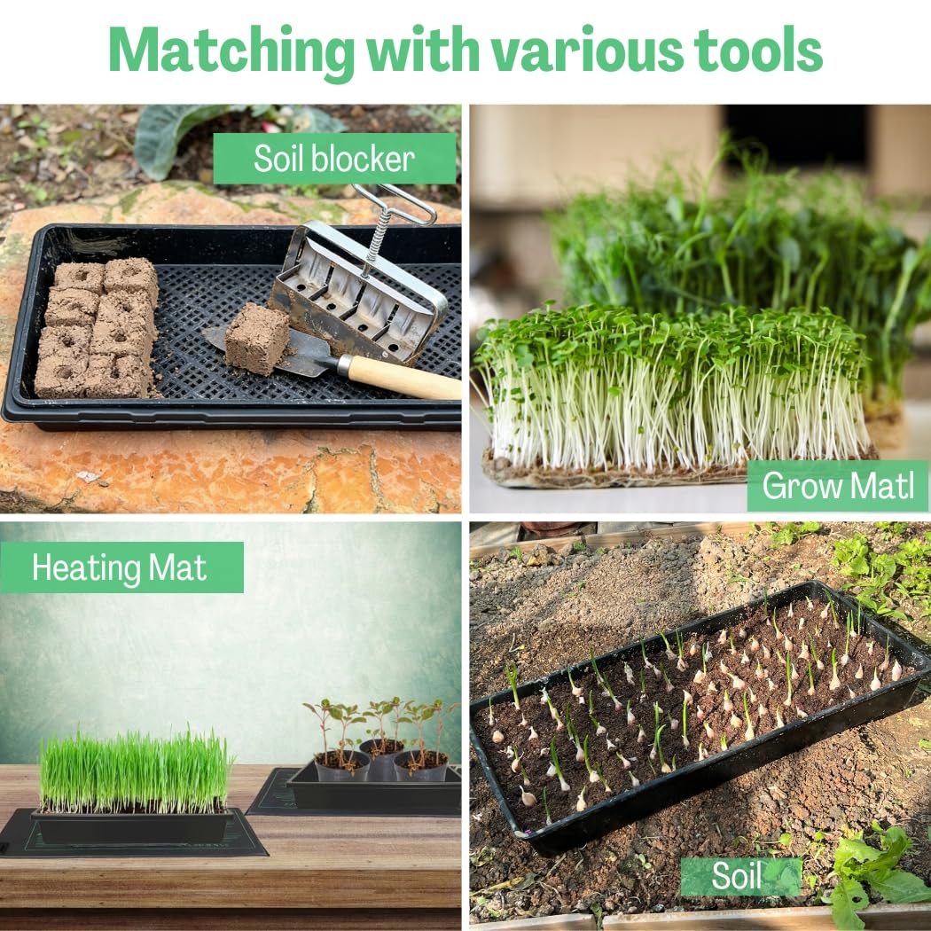 ILITING 1020 Mesh Tray Soil Blocking Seedling Starter Tray 10 Pack Black Growing Tray 10x21 Inches for Microgreens Hydroponic