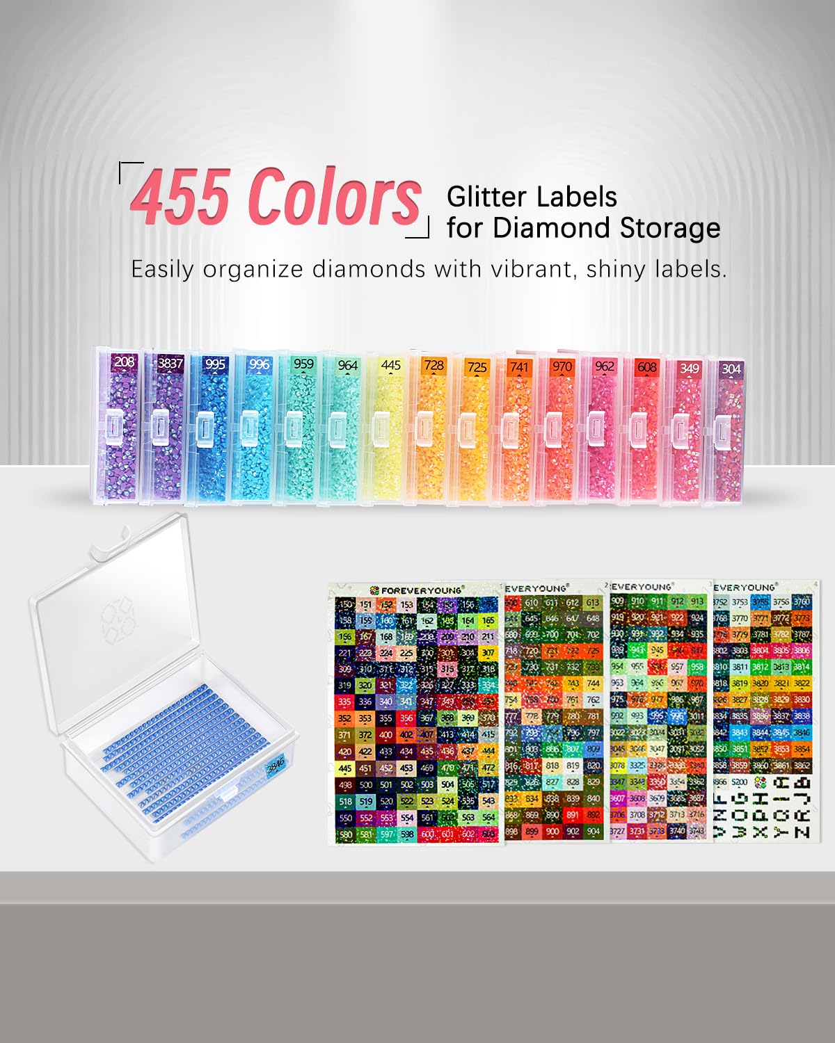 Forever Young 45pcs Diamond Painting Storage Containers Trays with Lids, 2-in-1 Diamond Art Storage & Trays, Bead Storage & Line-Up, Box Package