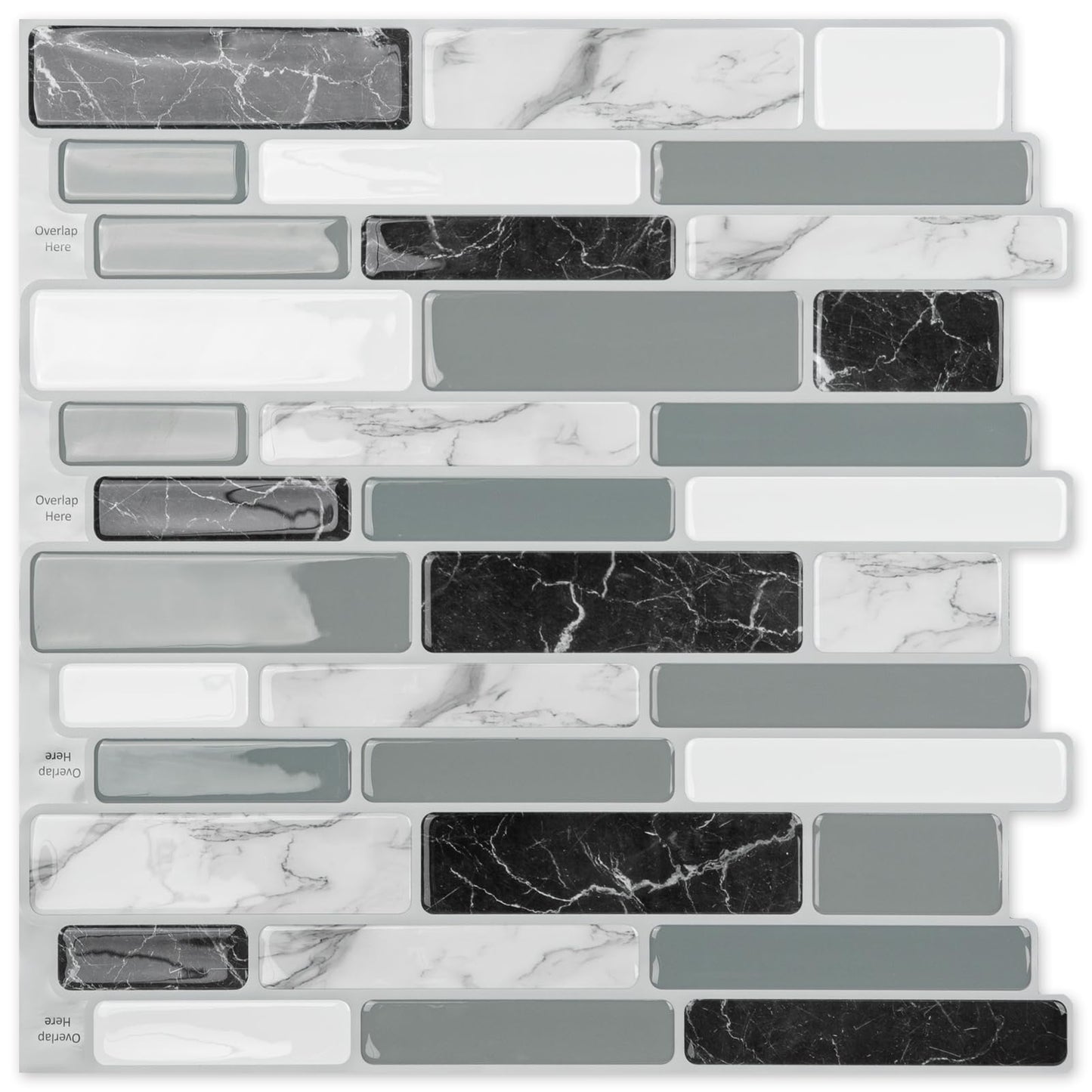 Art3d 10-Sheet Peel and Stick Wall Tile for Kitchen Backsplash, 12"x12", Grey Marble
